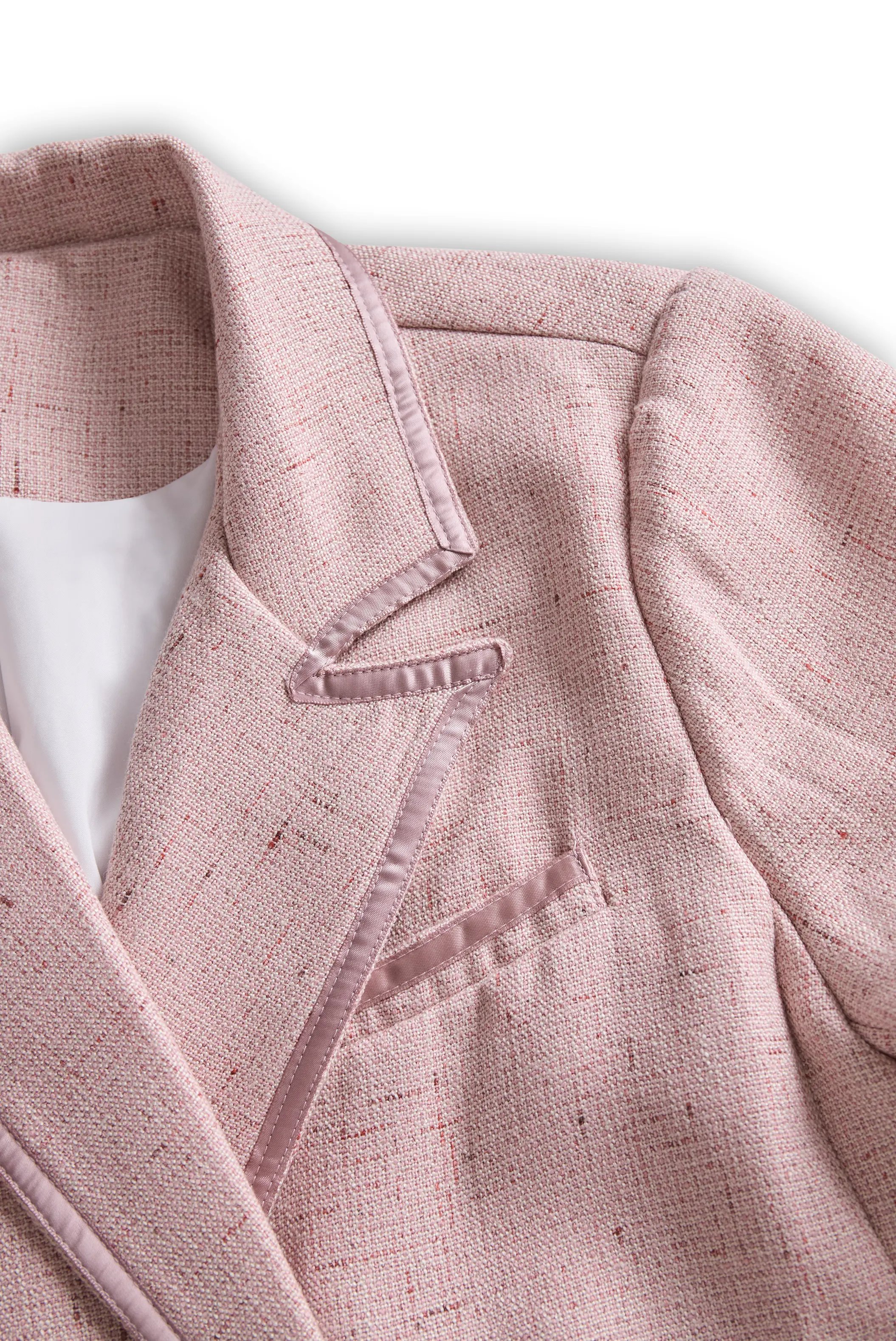 Chic Soft Pink Tweed Suit with Feminine Tailoring and Pearl Accents MollyBoo