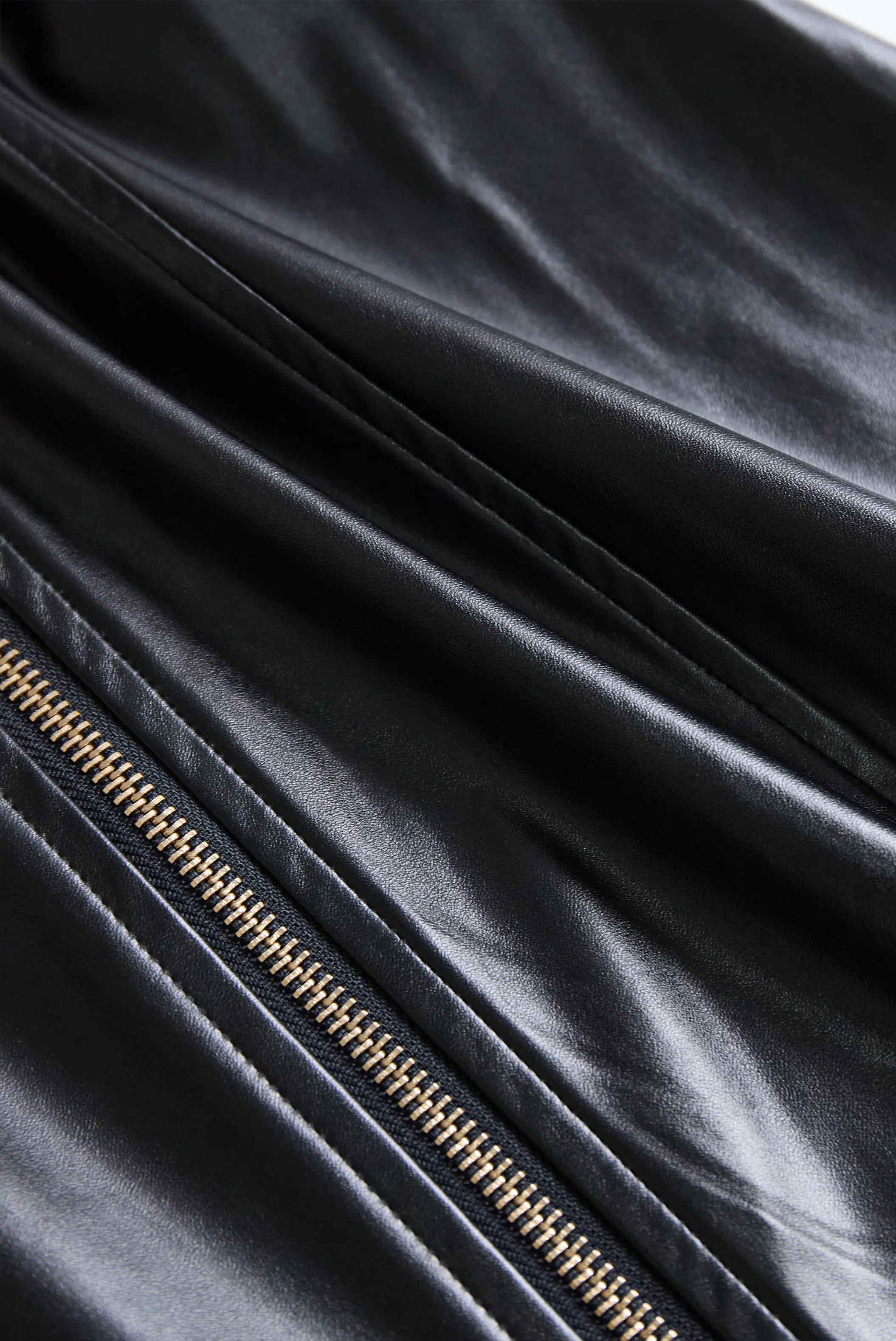 Edgy Black Zip-Front Faux Leather Dress MollyBoo