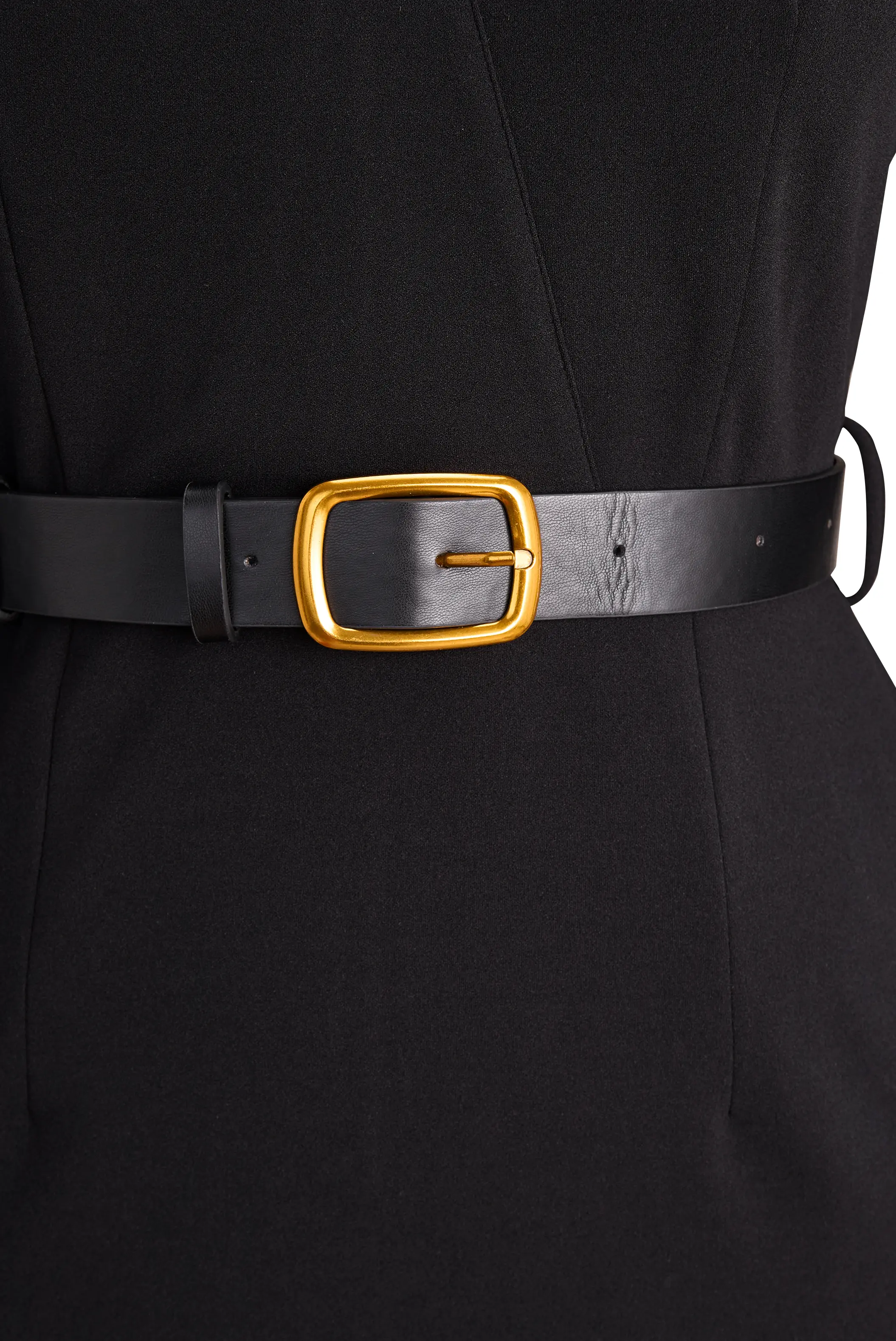 Refined Black Belted Sheath Dress with Mandarin Collar MollyBoo