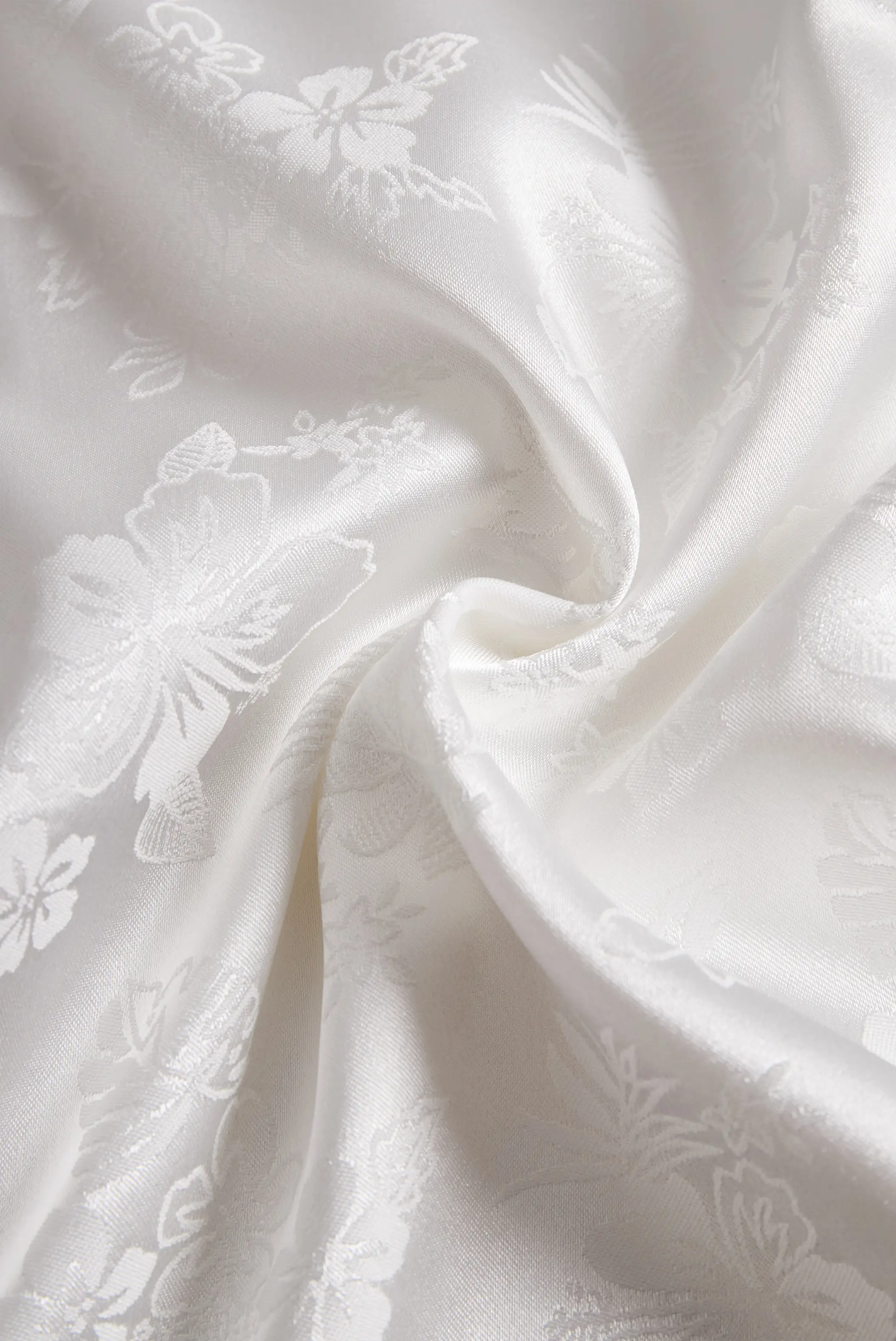 Elegant Ivory Satin Jacquard Shirt MollyBoo