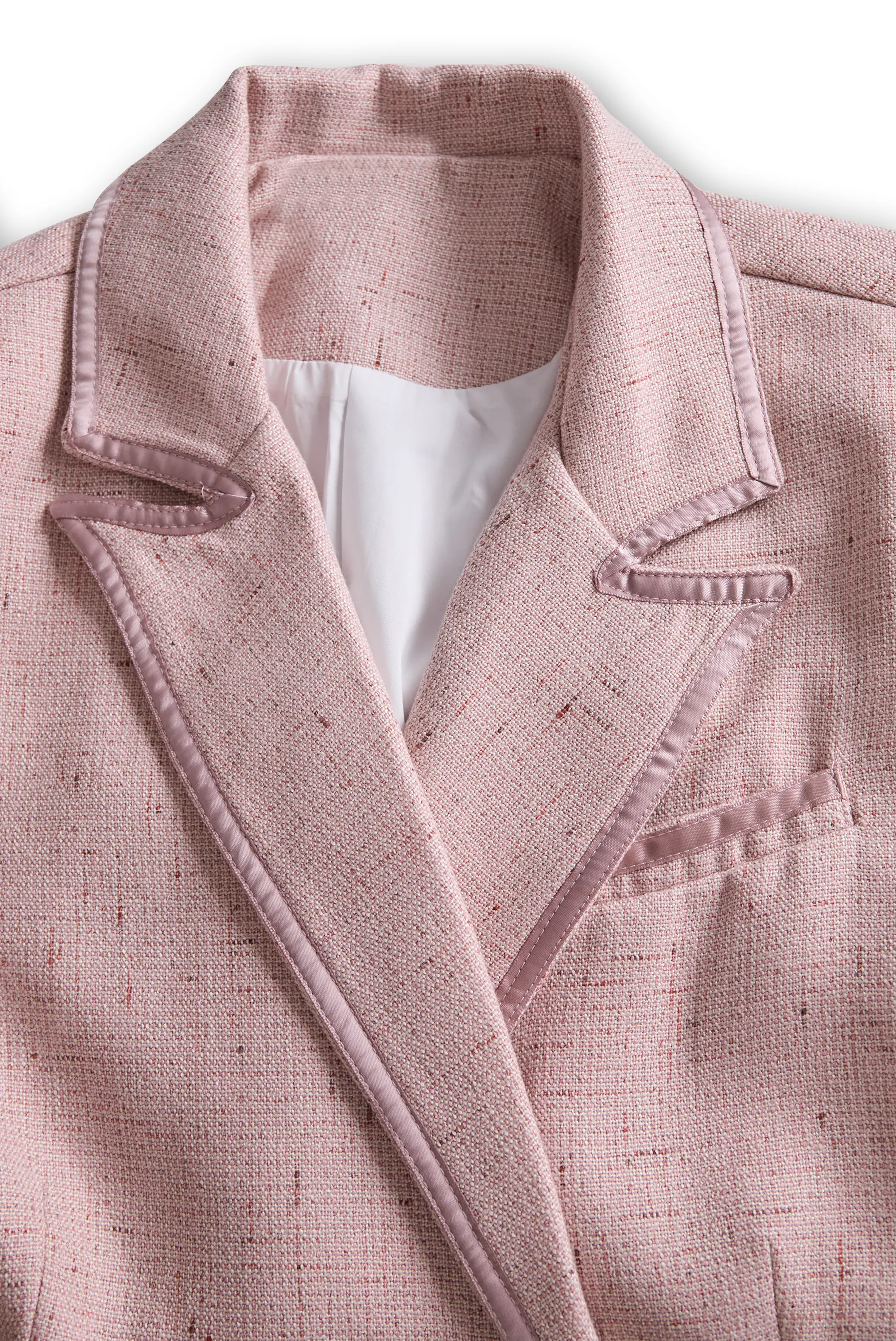 Chic Soft Pink Tweed Suit with Feminine Tailoring and Pearl Accents MollyBoo