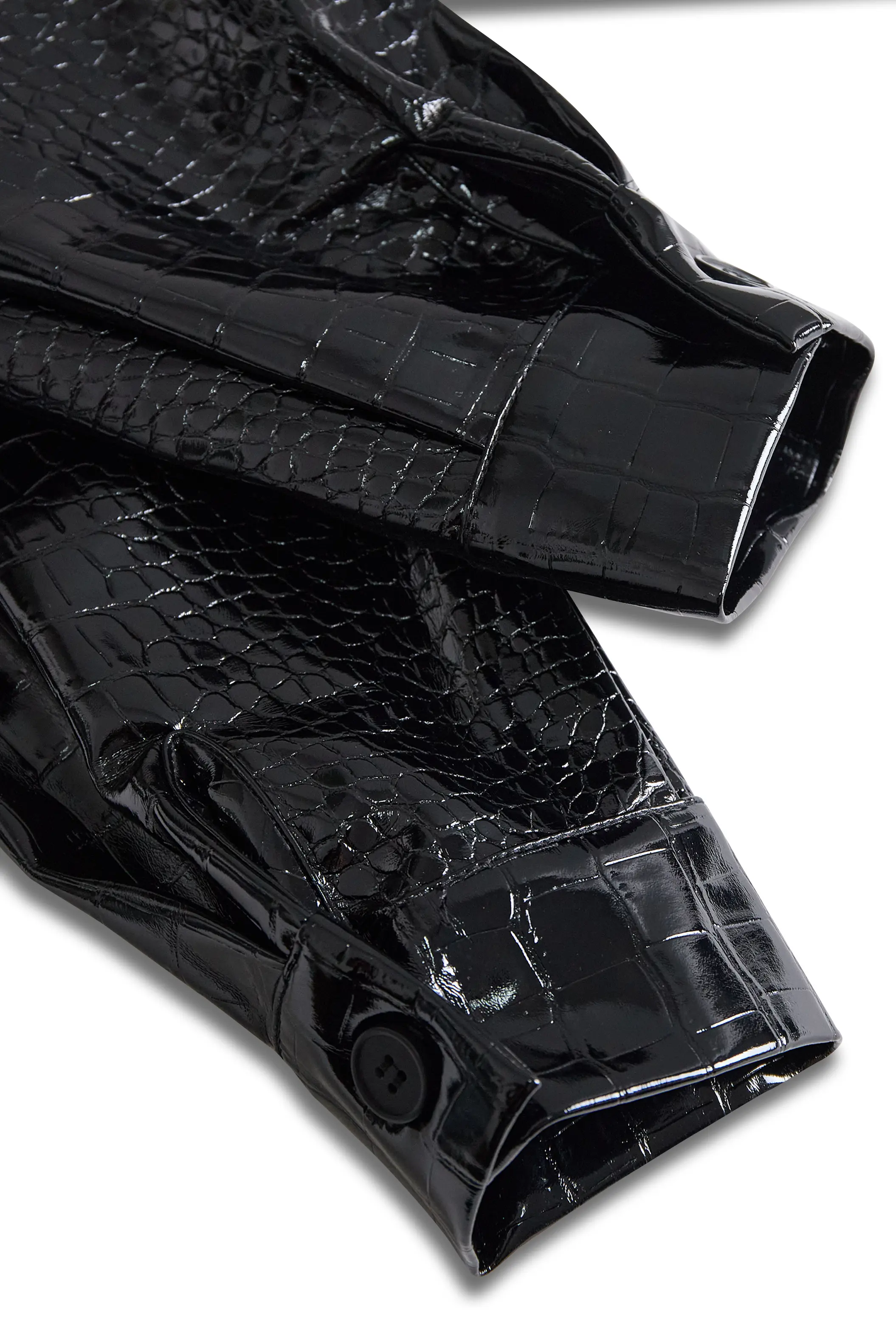 Glossy Black Crocodile Embossed Shirt MollyBoo 16