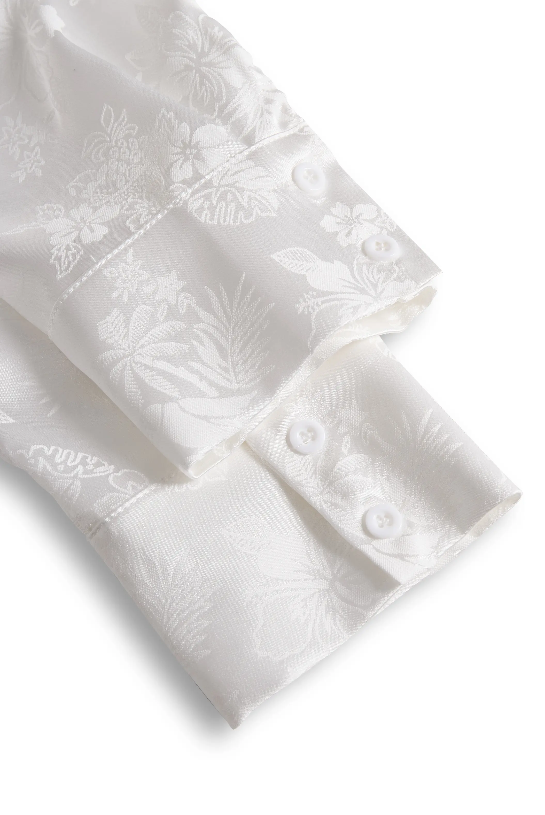 Elegant Ivory Satin Jacquard Shirt MollyBoo