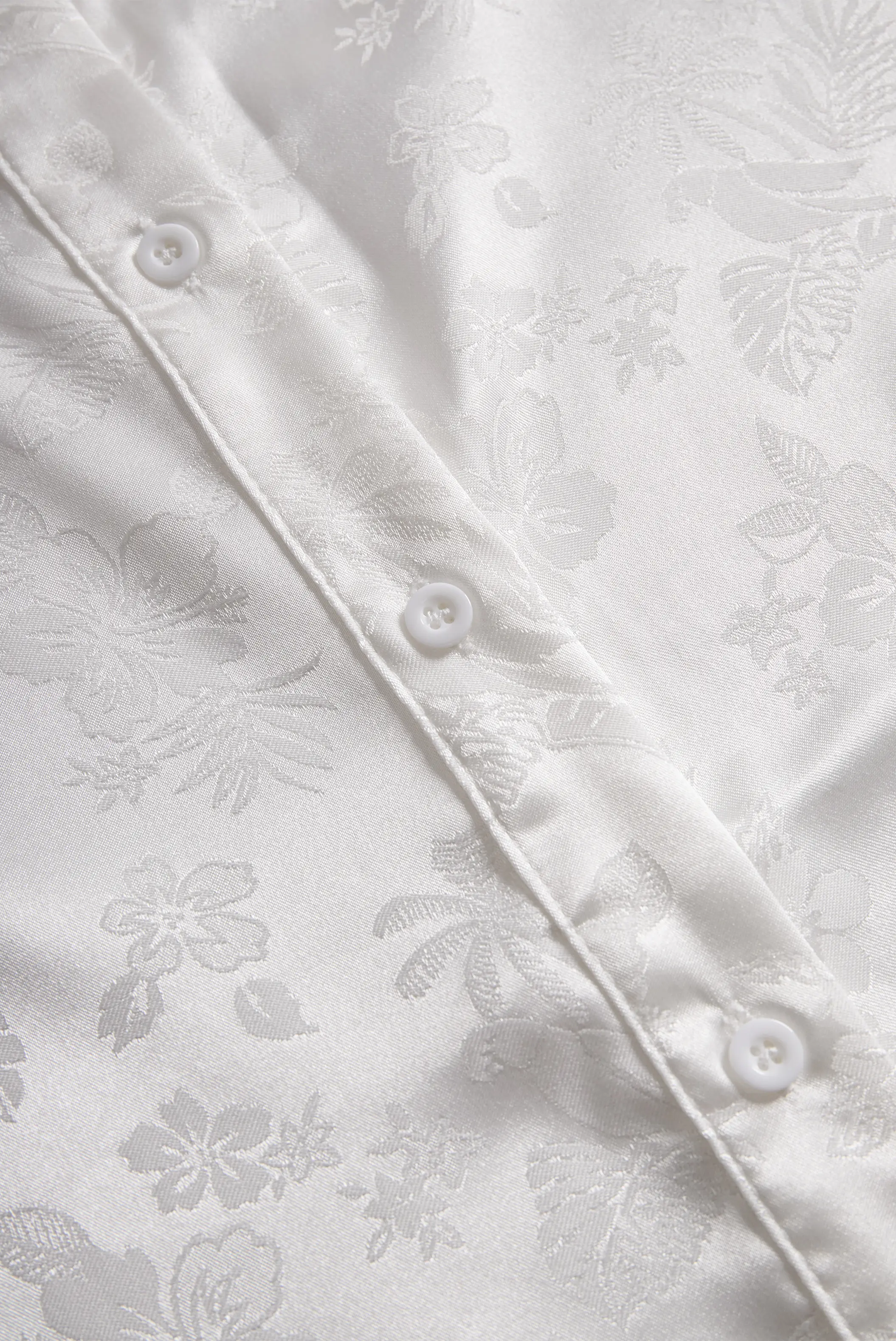 Elegant Ivory Satin Jacquard Shirt MollyBoo