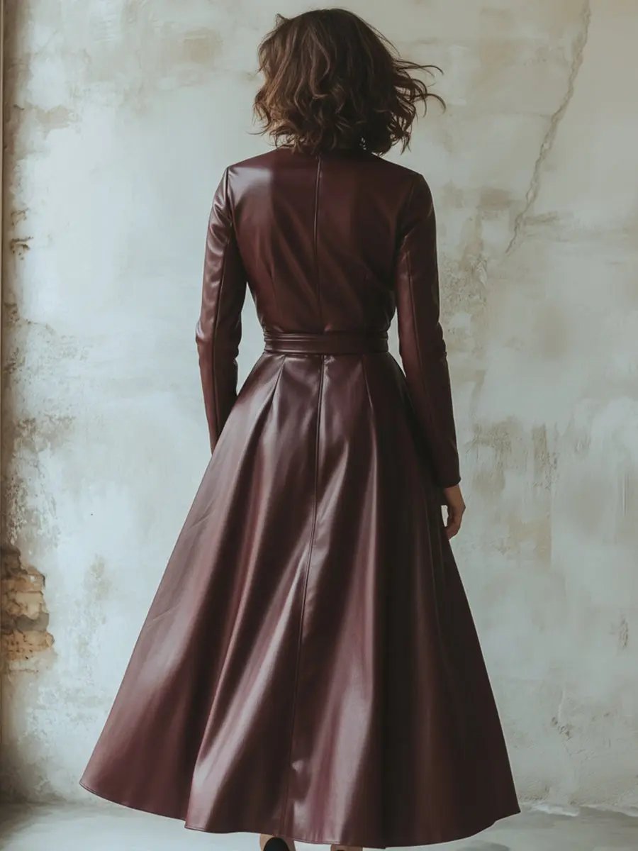 Chic Burgundy Leather Dress MollyBoo