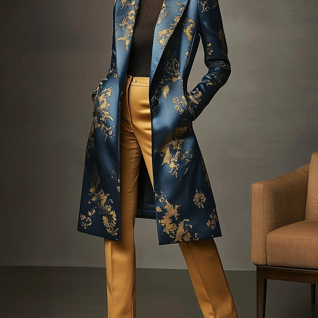 Elegant and Structured Floral Coat MollyBoo