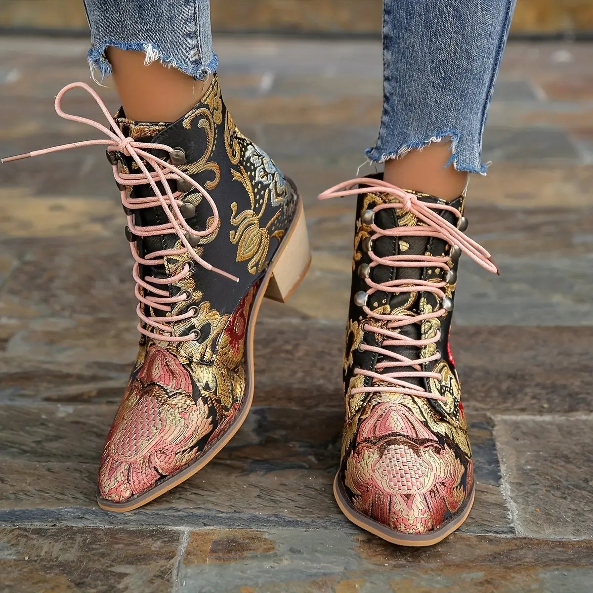 Vintage Floral Embroidered Boots MollyBoo
