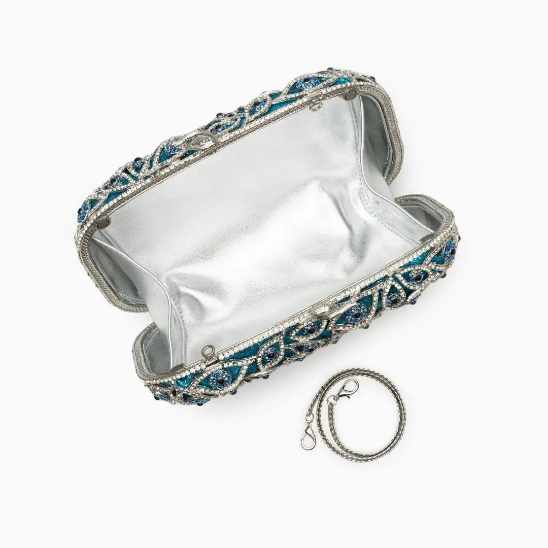 Crystal Evil Eye Clutch Bag - Sky Blue LUXBAG