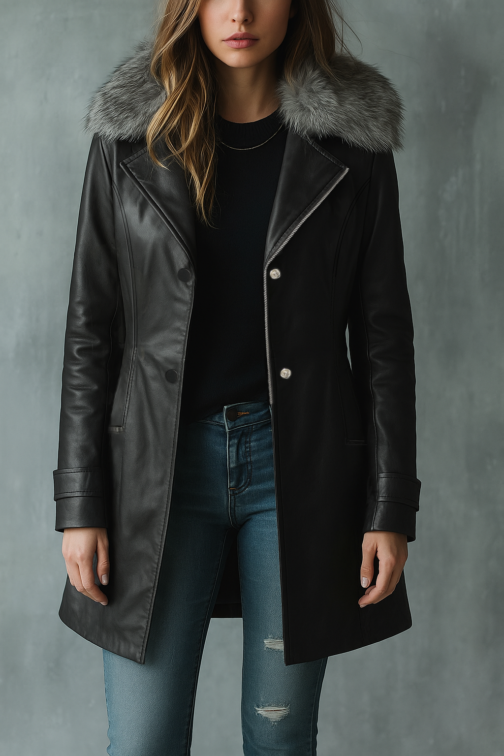Slim Fit Leather Jacket - MollyBoo