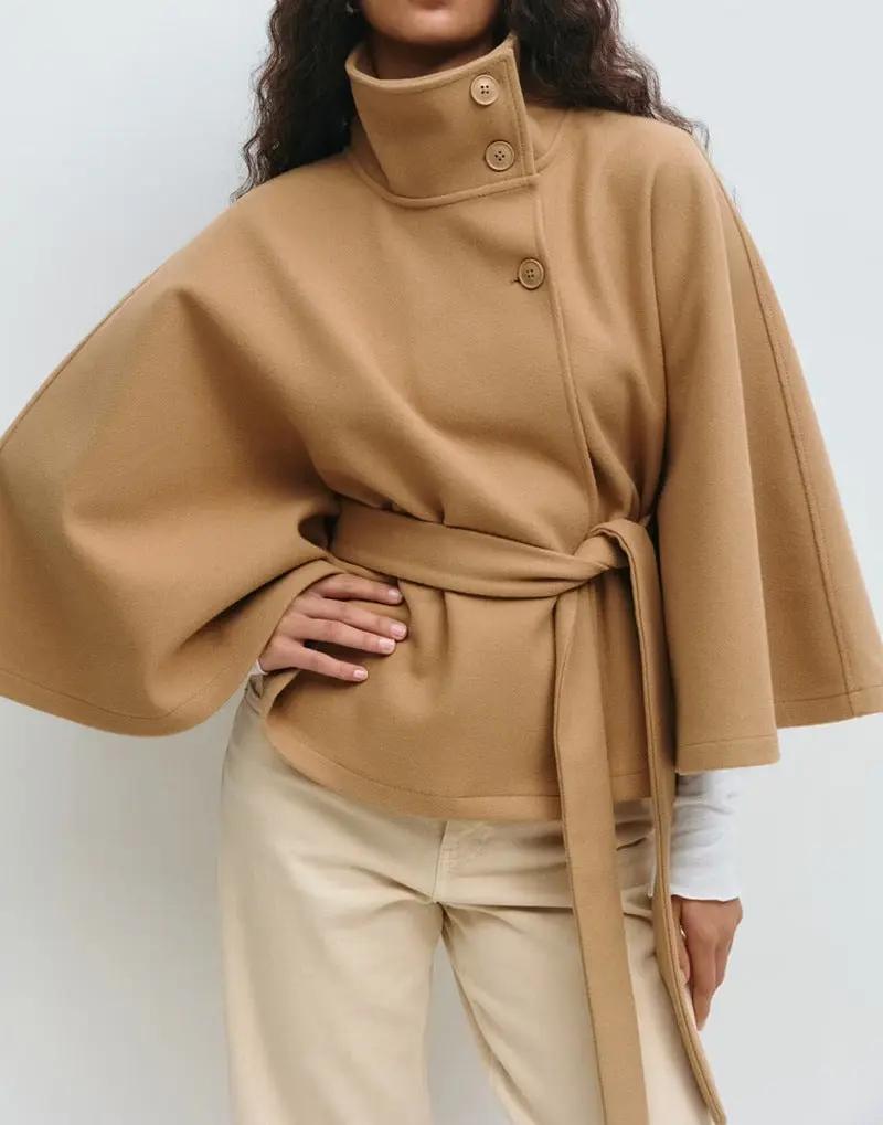 Short Cape with High Collar and Belt - Casual Sophistication MollyBoo