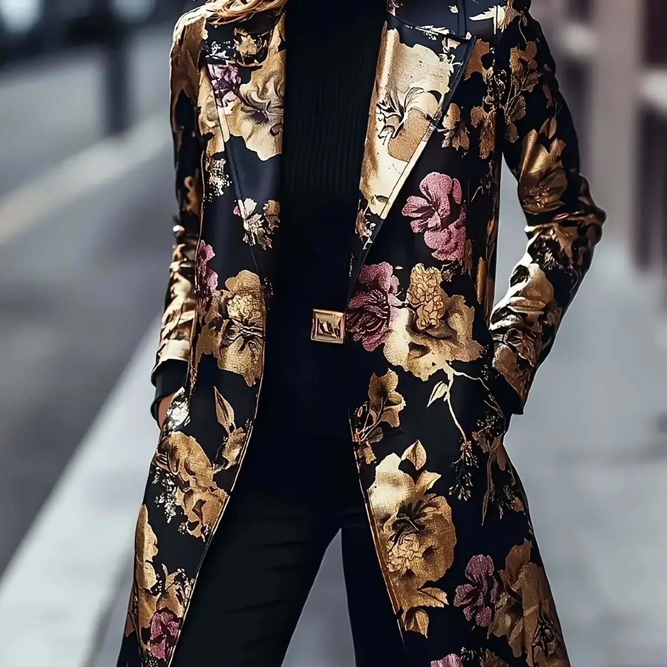 Wide metallic floral coat MollyBoo