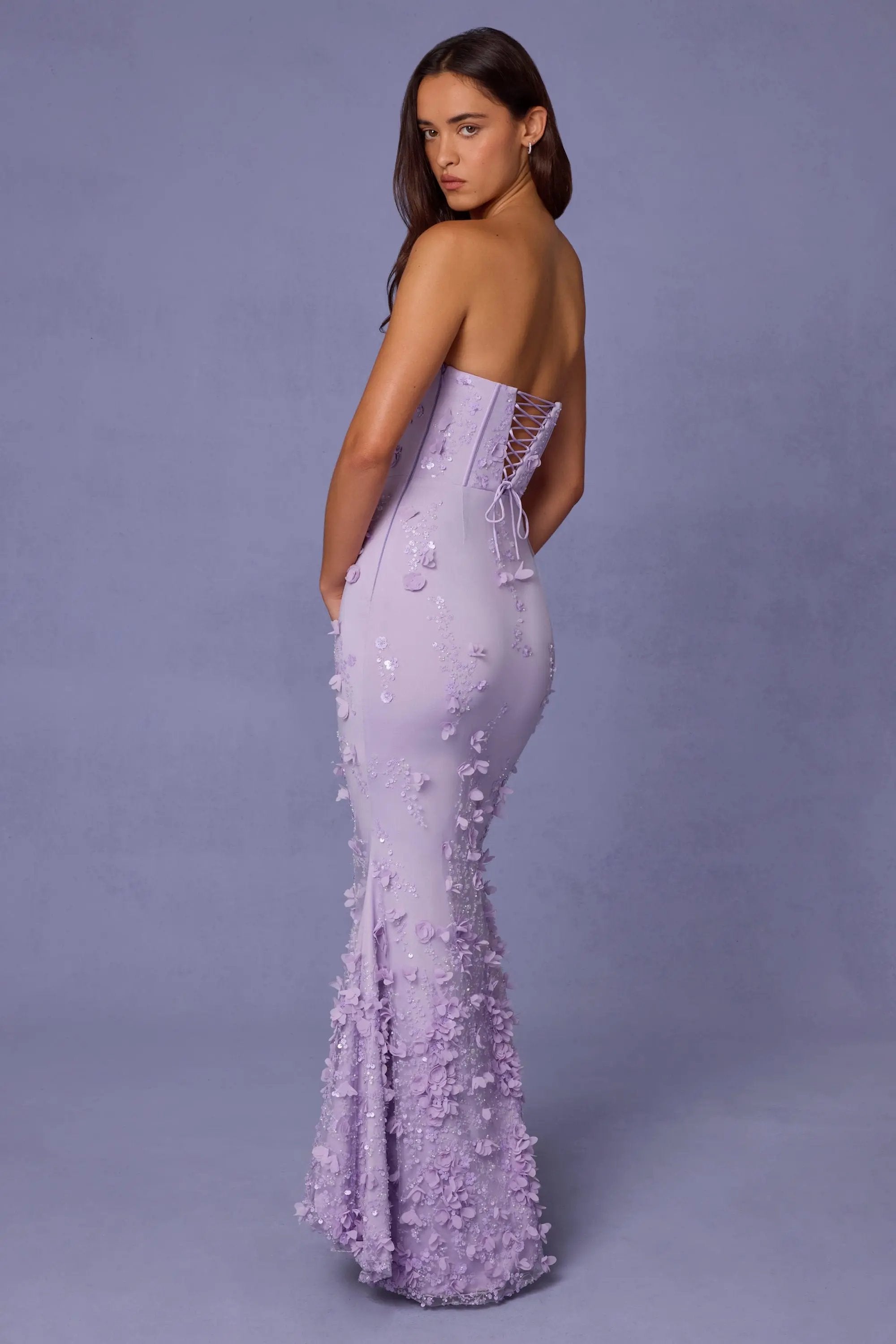 Amal Gown – Strapless Corset & 3D Florals MollyBoo