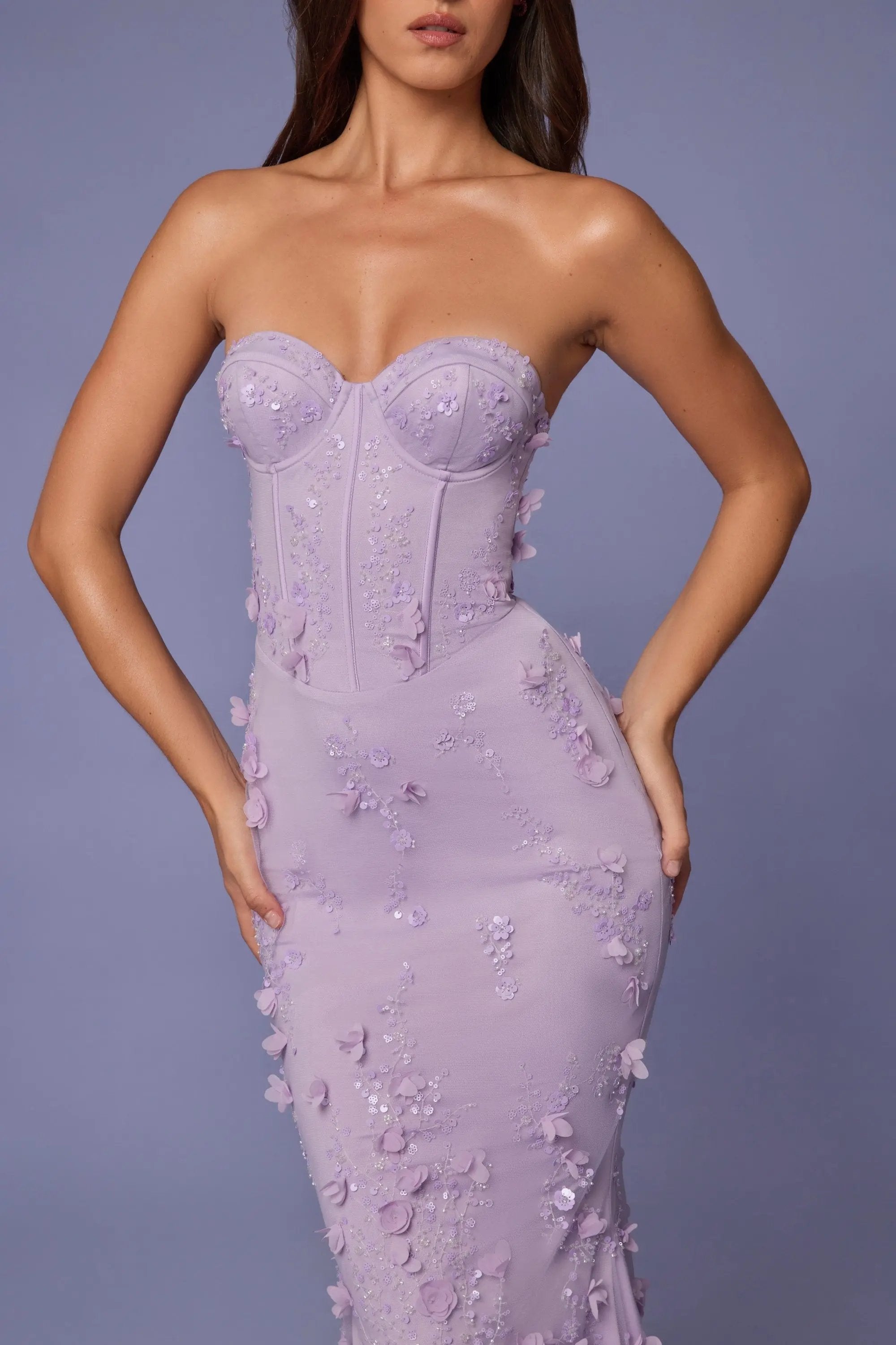 Amal Gown – Strapless Corset & 3D Florals MollyBoo