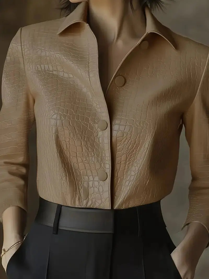 Glossy Black Crocodile Embossed Shirt MollyBoo 16