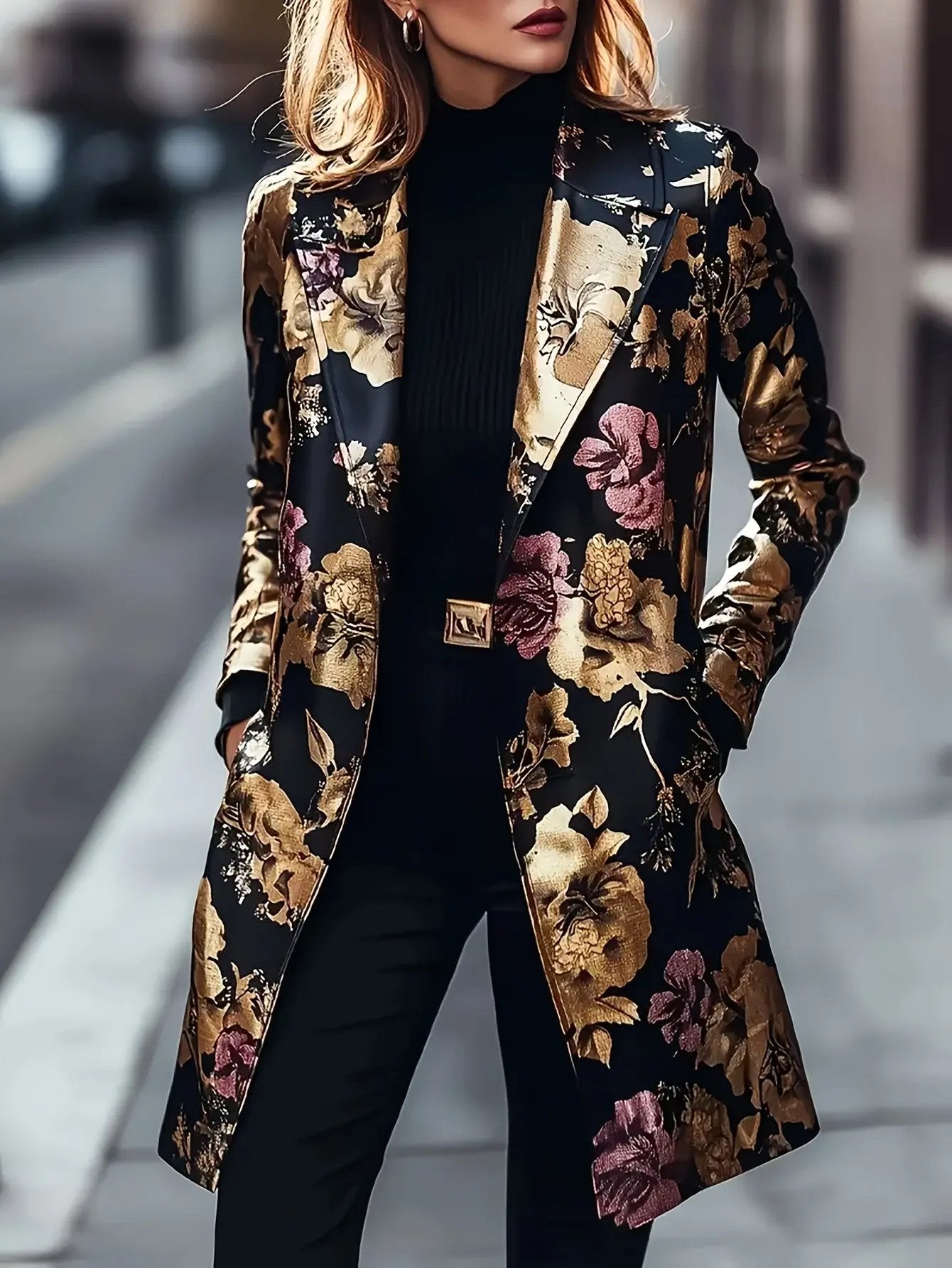 Wide metallic floral coat MollyBoo