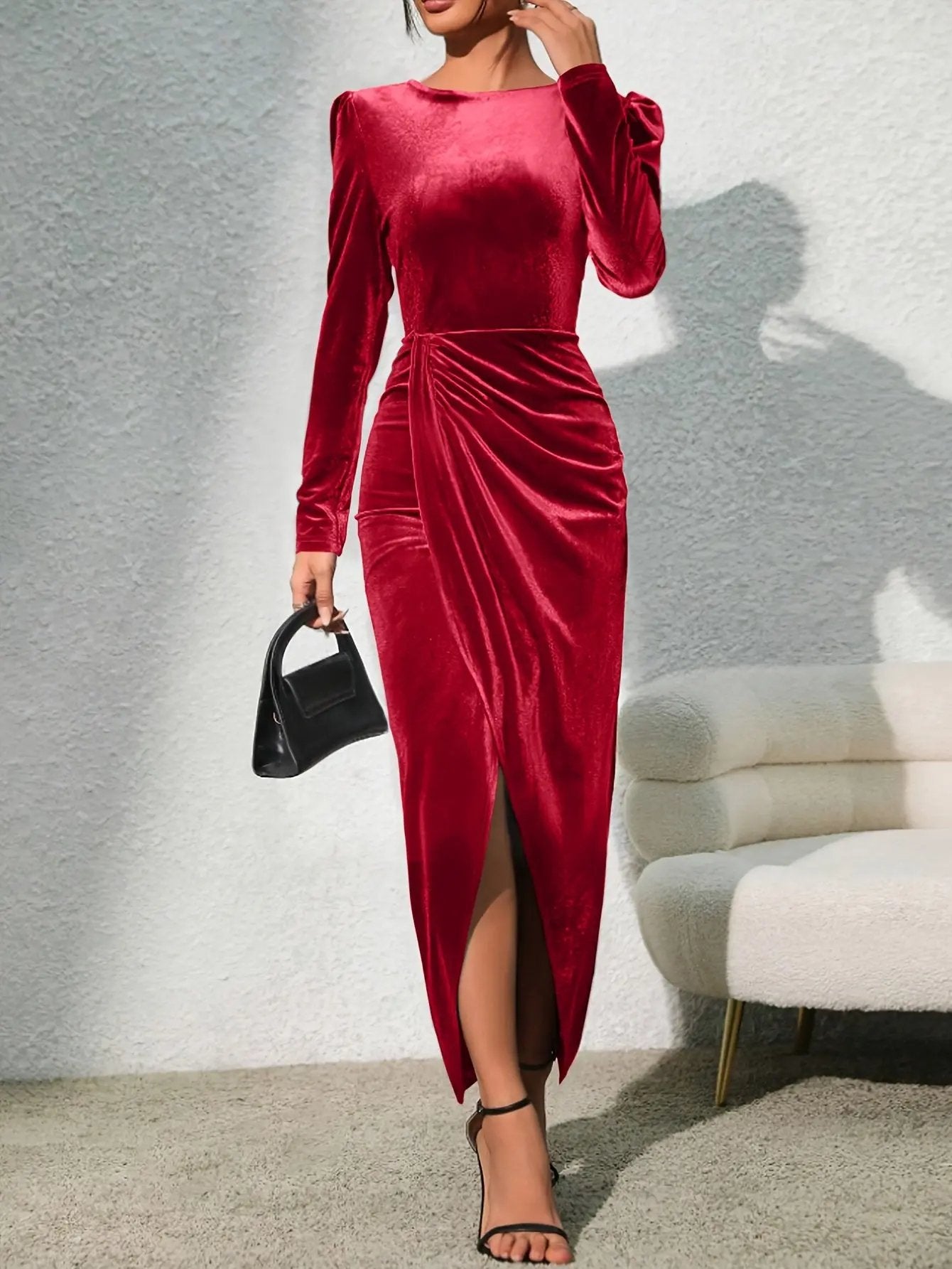 Luxury Velvet Midi Dress Crossed MollyBoo