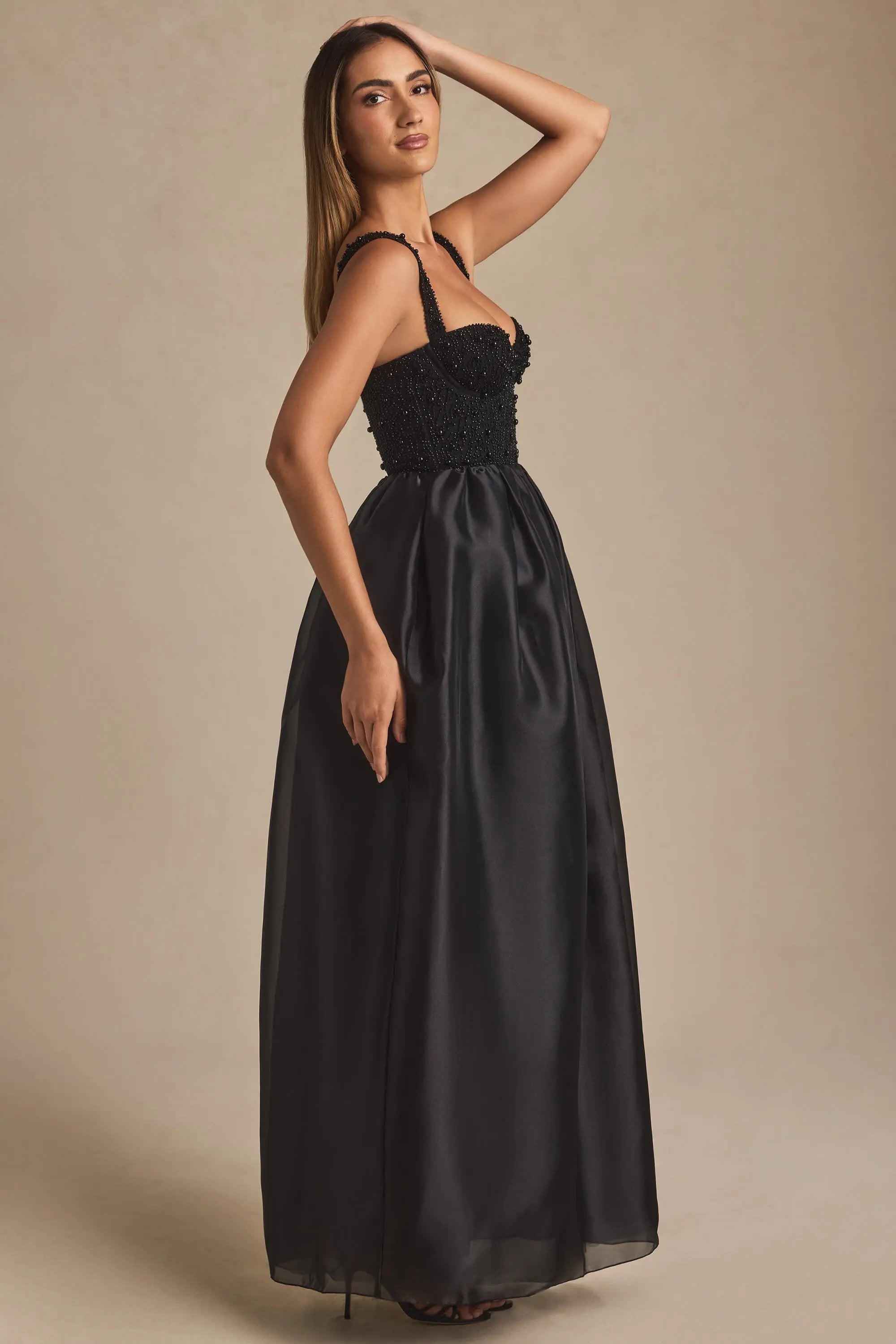 Delancey Maxi Dress – Black Beaded Corset MollyBoo