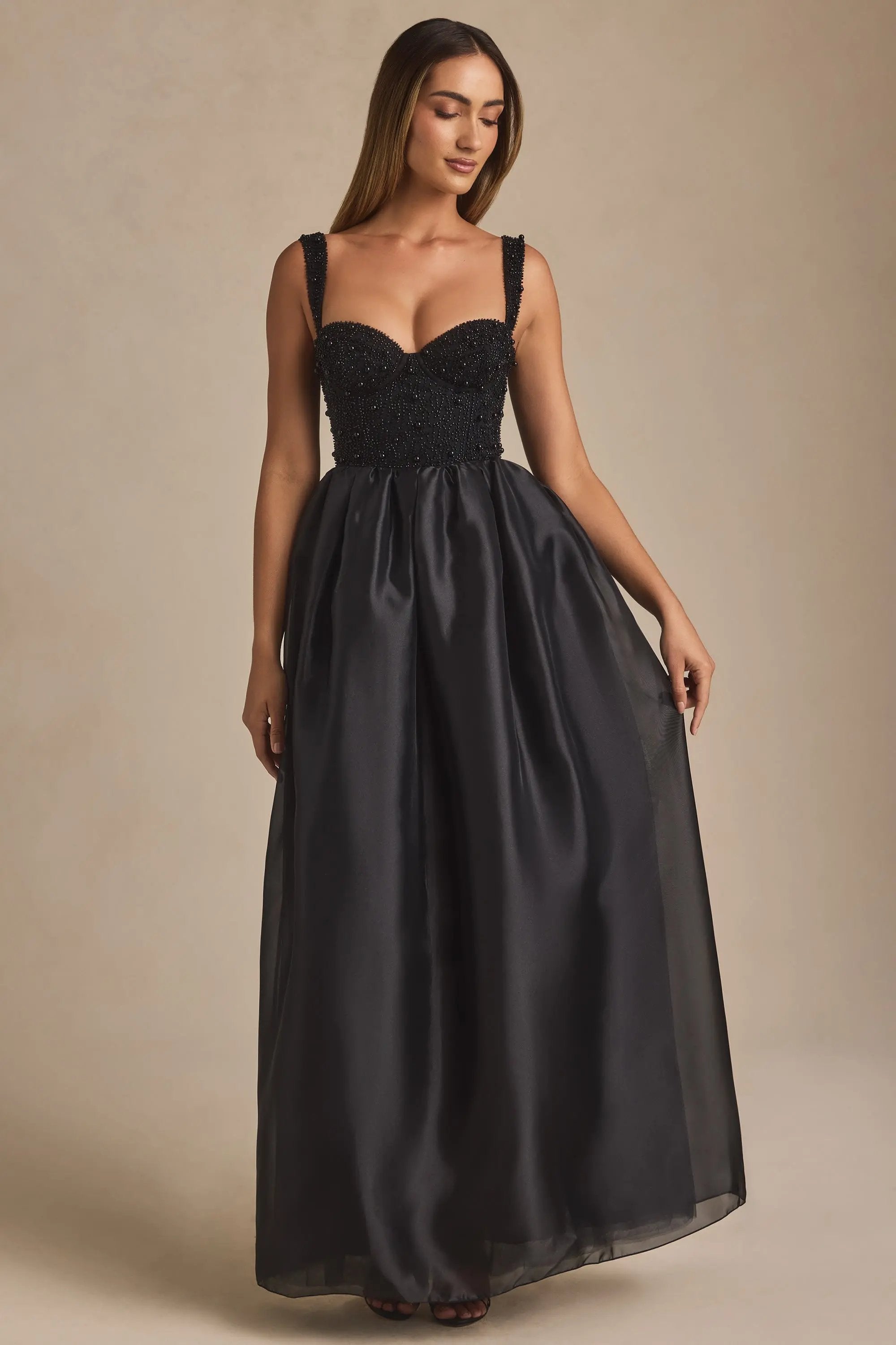 Delancey Maxi Dress – Black Beaded Corset MollyBoo