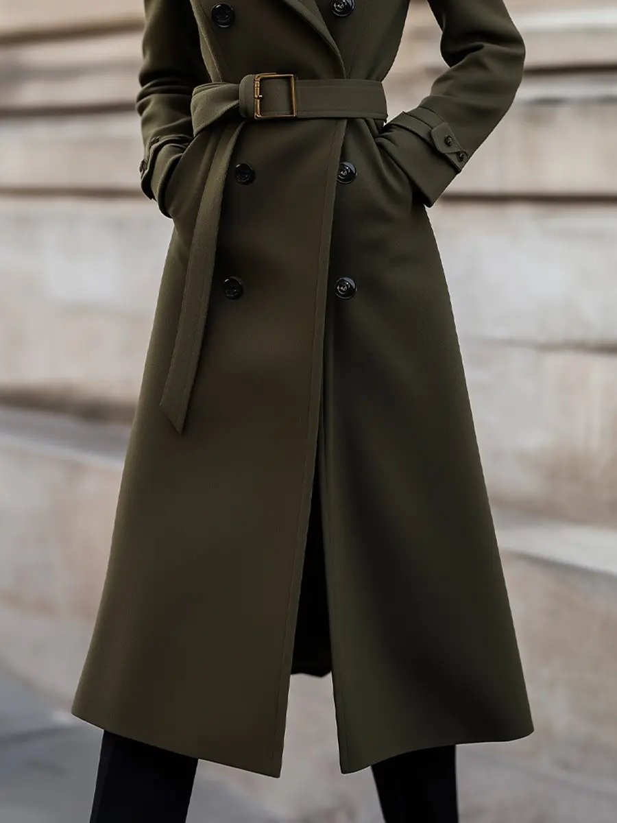Tailored Olive Green Wool Coat for Timeless Winter Elegance MollyBoo