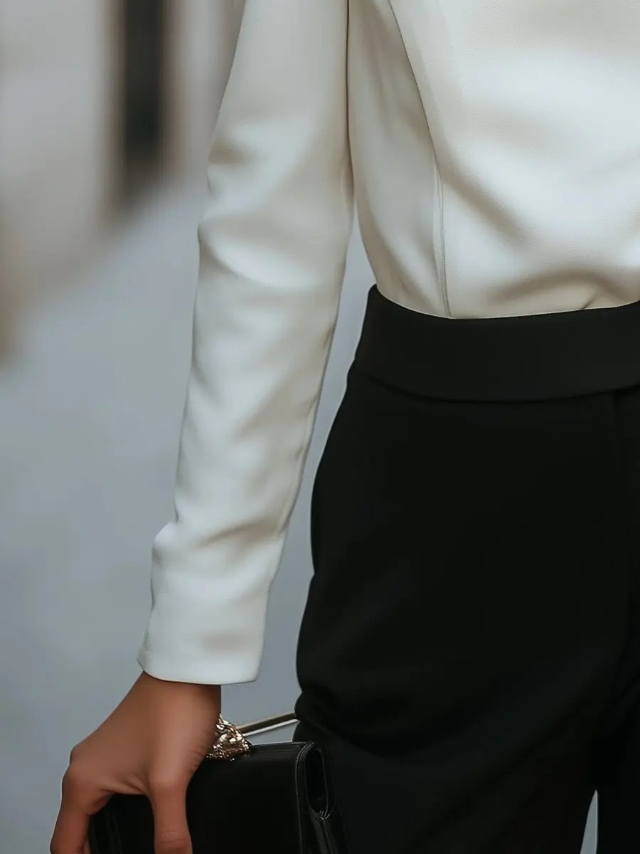 White Asymmetrical Buttoned Blouse MollyBoo