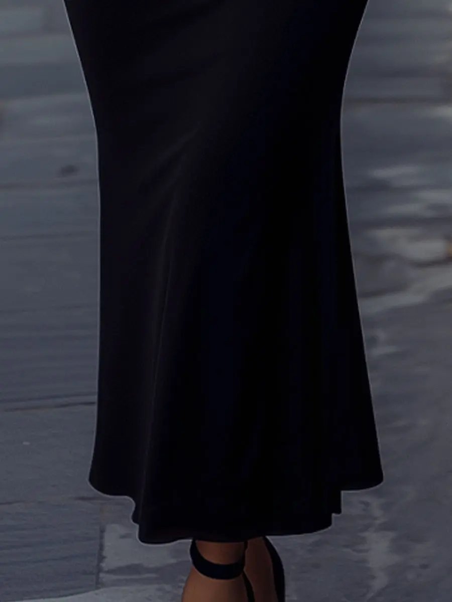 Sophisticated Black Dress with Leopard Cuff and Waist Details MollyBoo