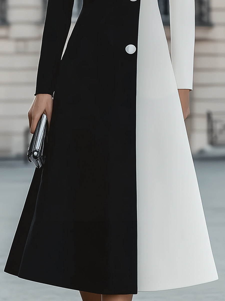 Chic Black - White Contrast Midi Dress MollyBoo
