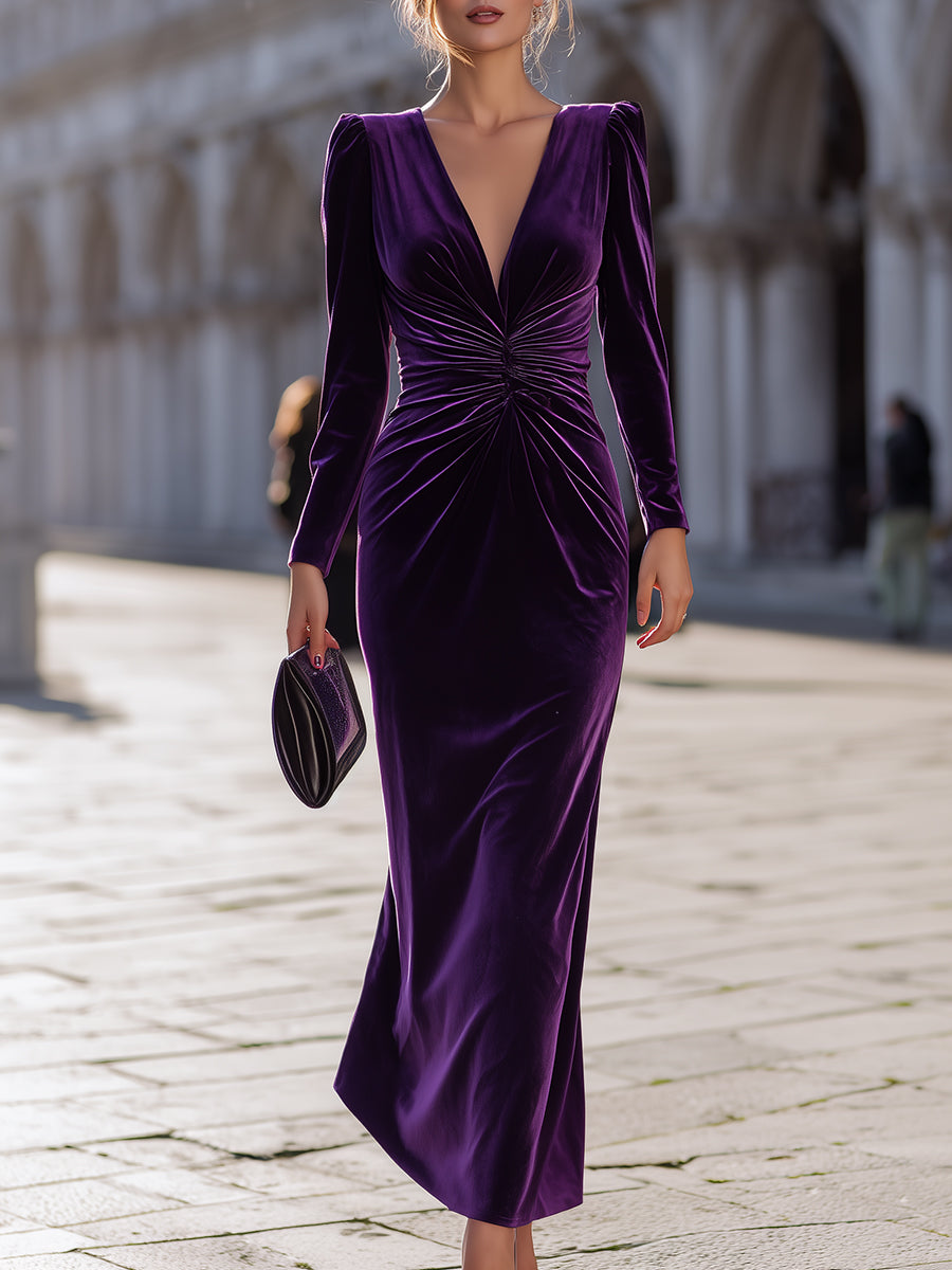 Glamorous Purple Velvet Maxi Dress MollyBoo