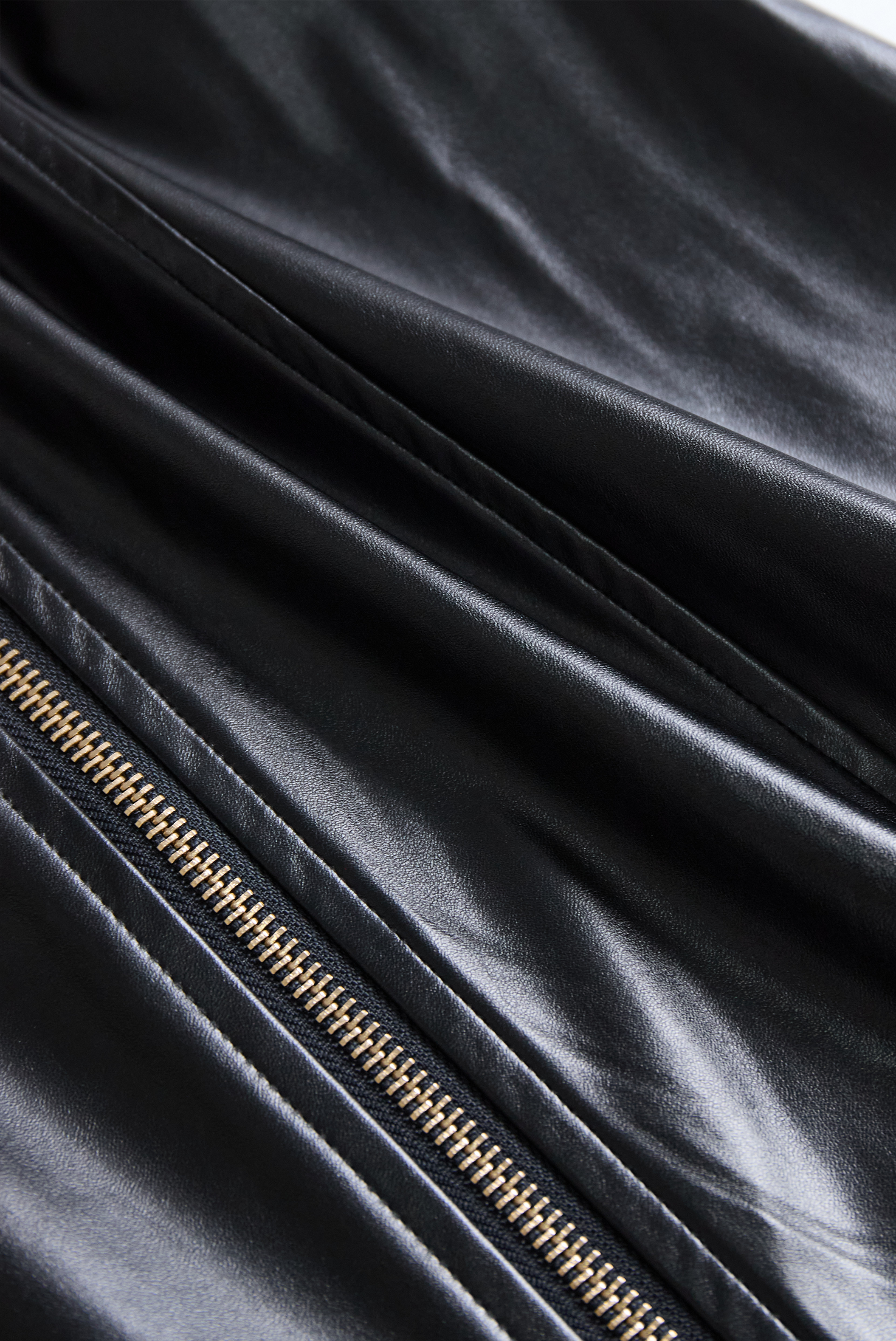 Edgy Black Zip-Front Faux Leather Dress MollyBoo