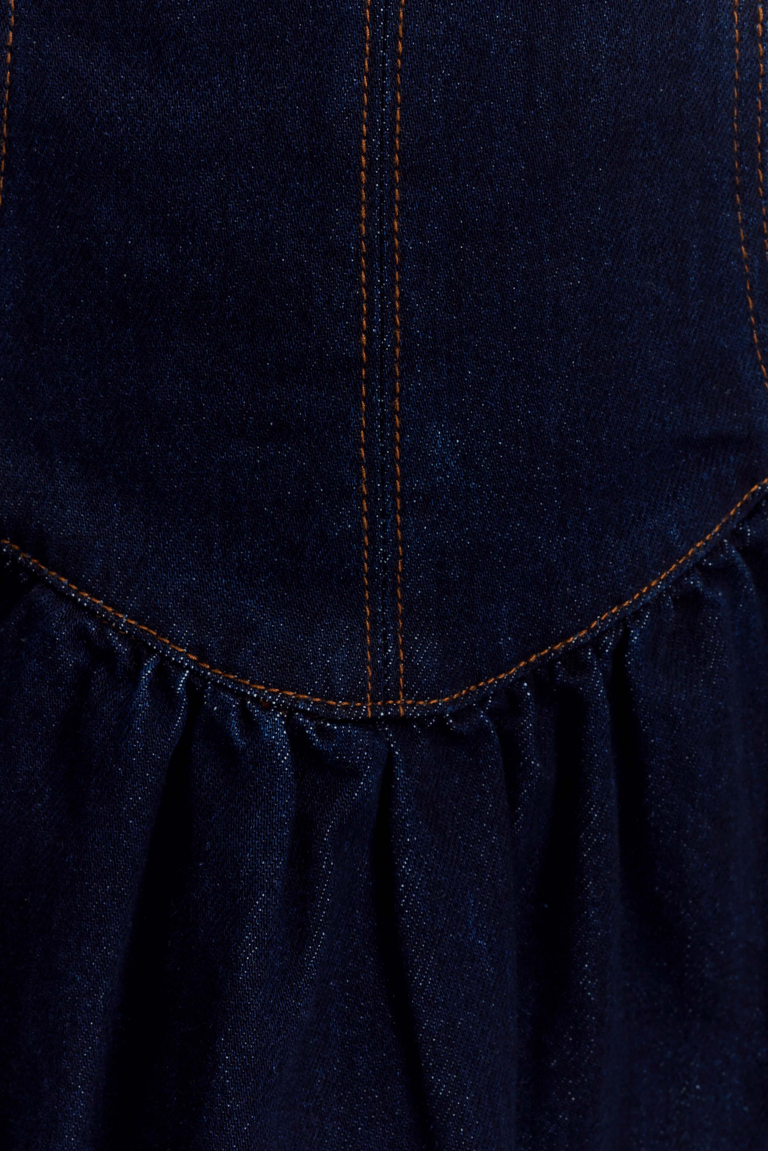 Robe Mini Cheyenne en Denim Scallop – Bleu Indigo