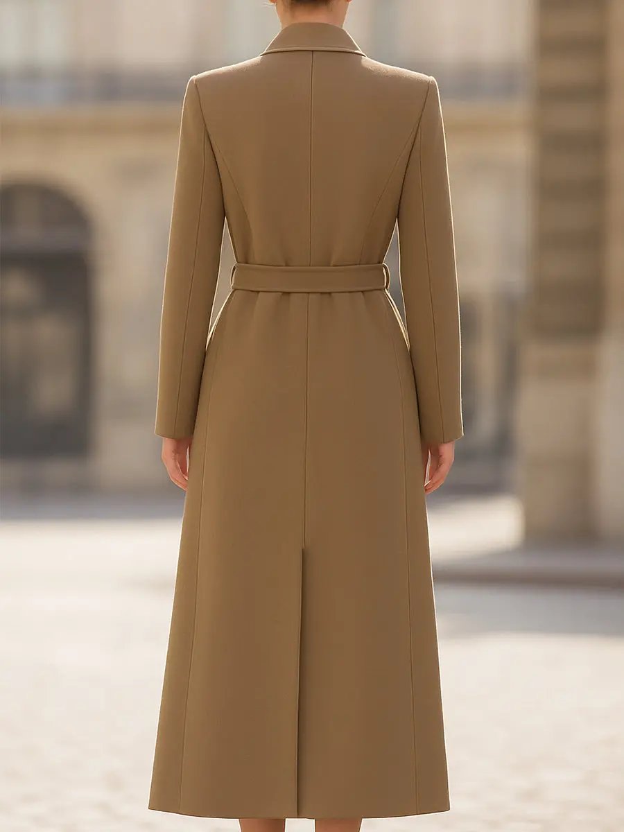 Chic Belted Long Camel Coat MollyBoo