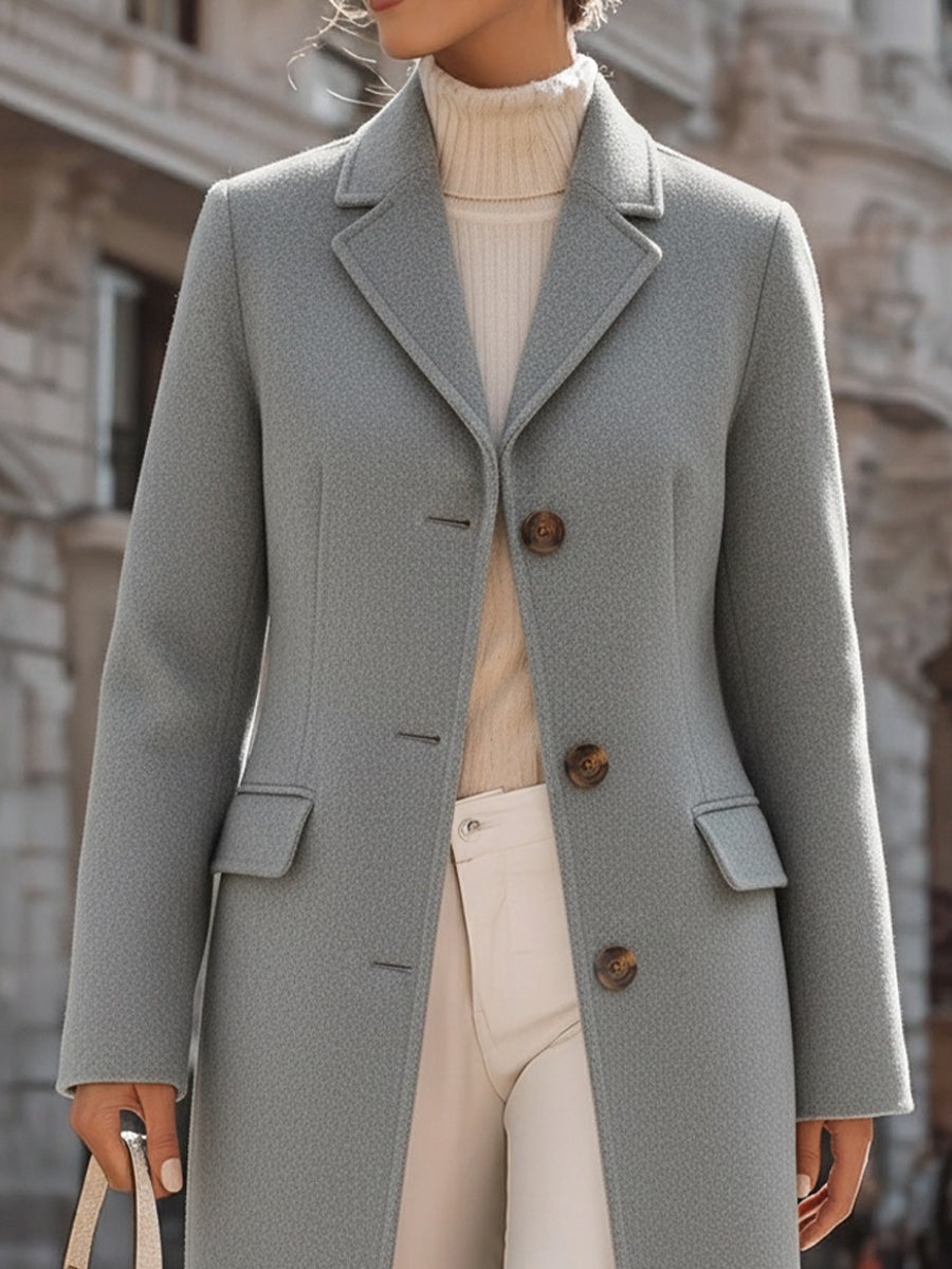Elegant Grey Tailored Wool Coat, Merging Sophistication With Comfort MollyBoo
