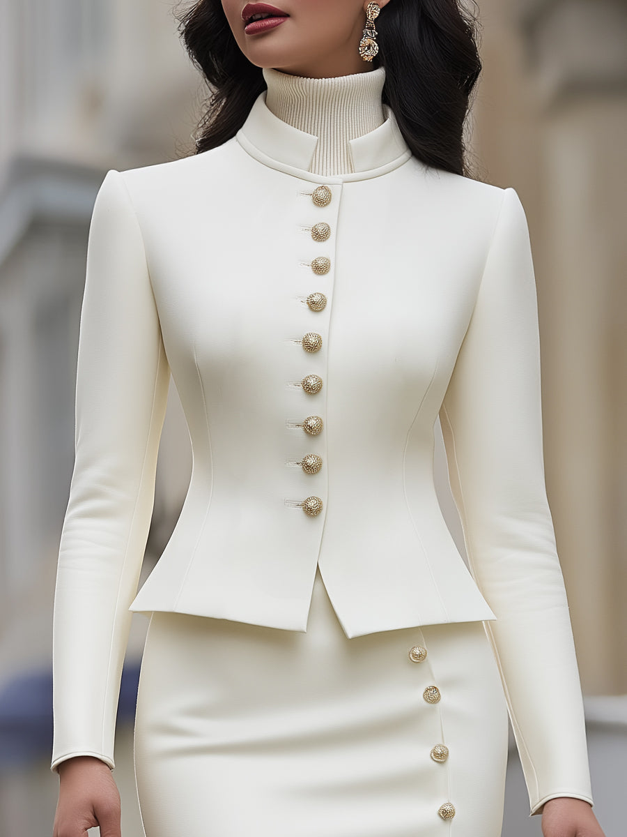 Elegant Tailored Suit Set With Button Detailing MollyBoo