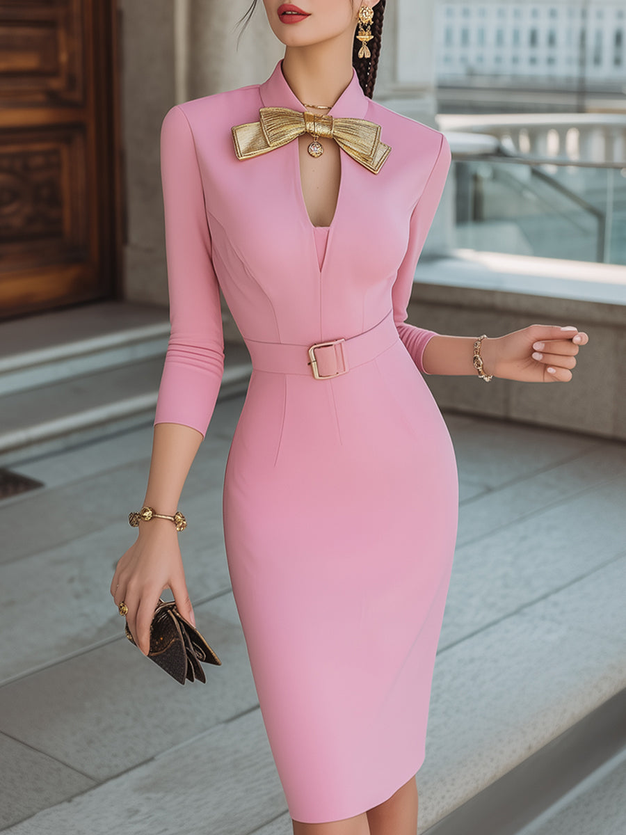 Elegance Bow Collar Pencil Dress MollyBoo