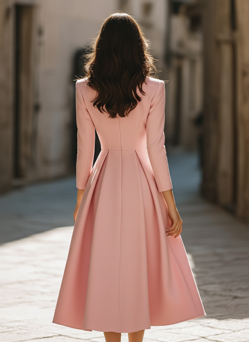 Elegant Pleated Blazer Midi Dress MollyBoo
