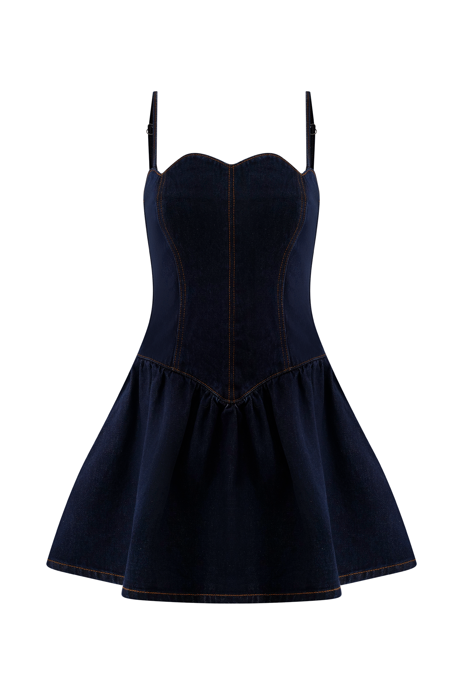 Robe Mini Cheyenne en Denim Scallop – Bleu Indigo