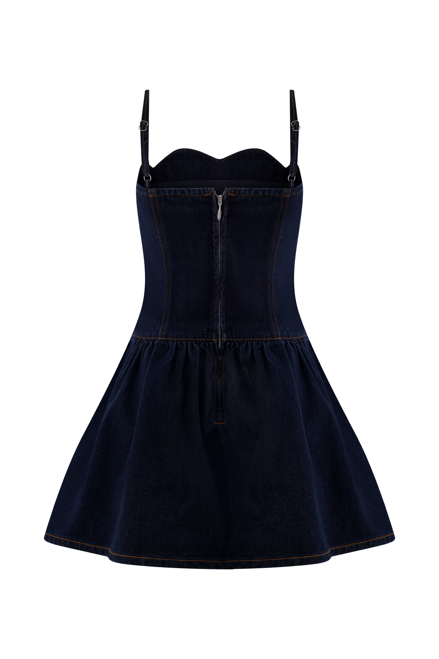 Robe Mini Cheyenne en Denim Scallop – Bleu Indigo