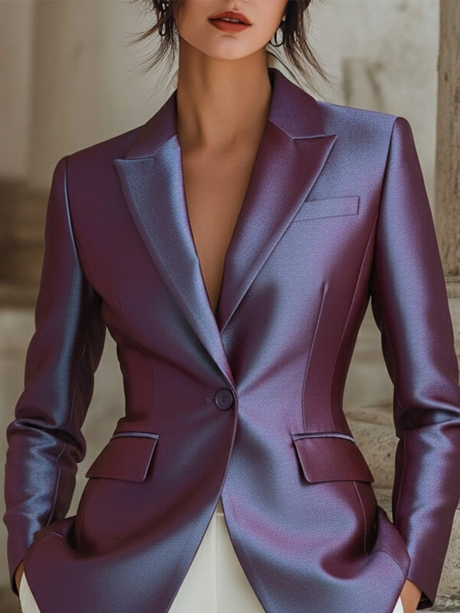 Iridescent Satin Tailored Blazer MollyBoo