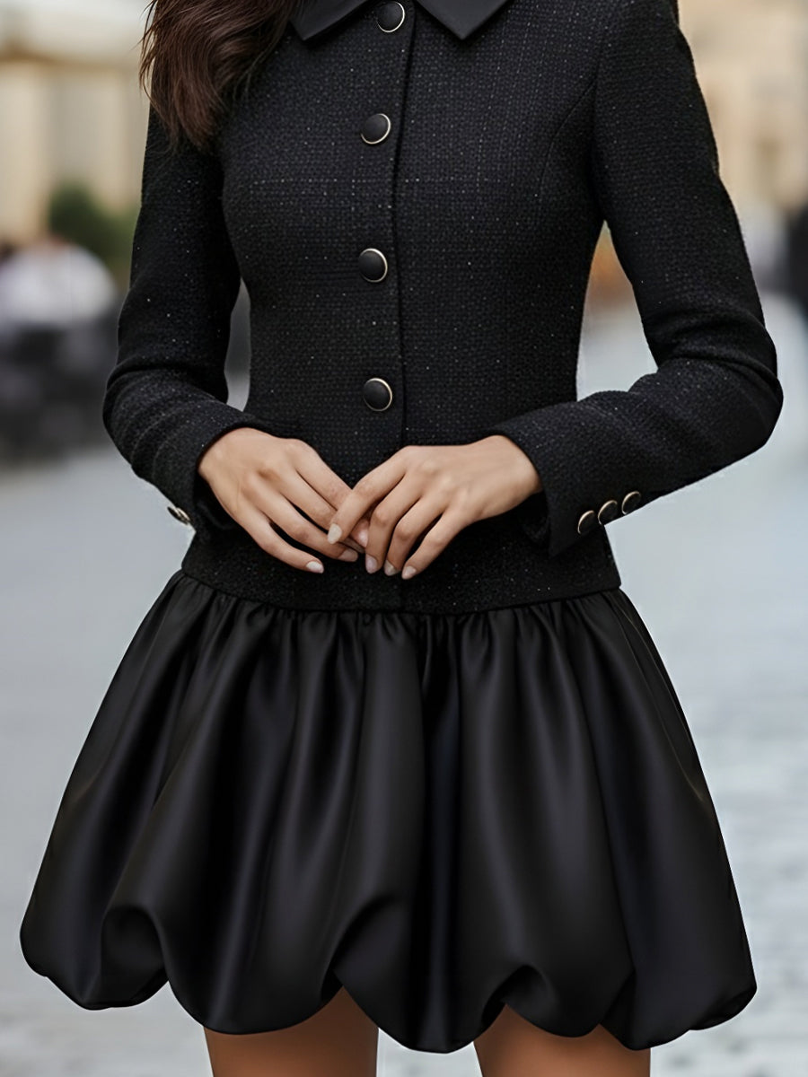 Tweed And Satin Bubble Hem Dress MollyBoo