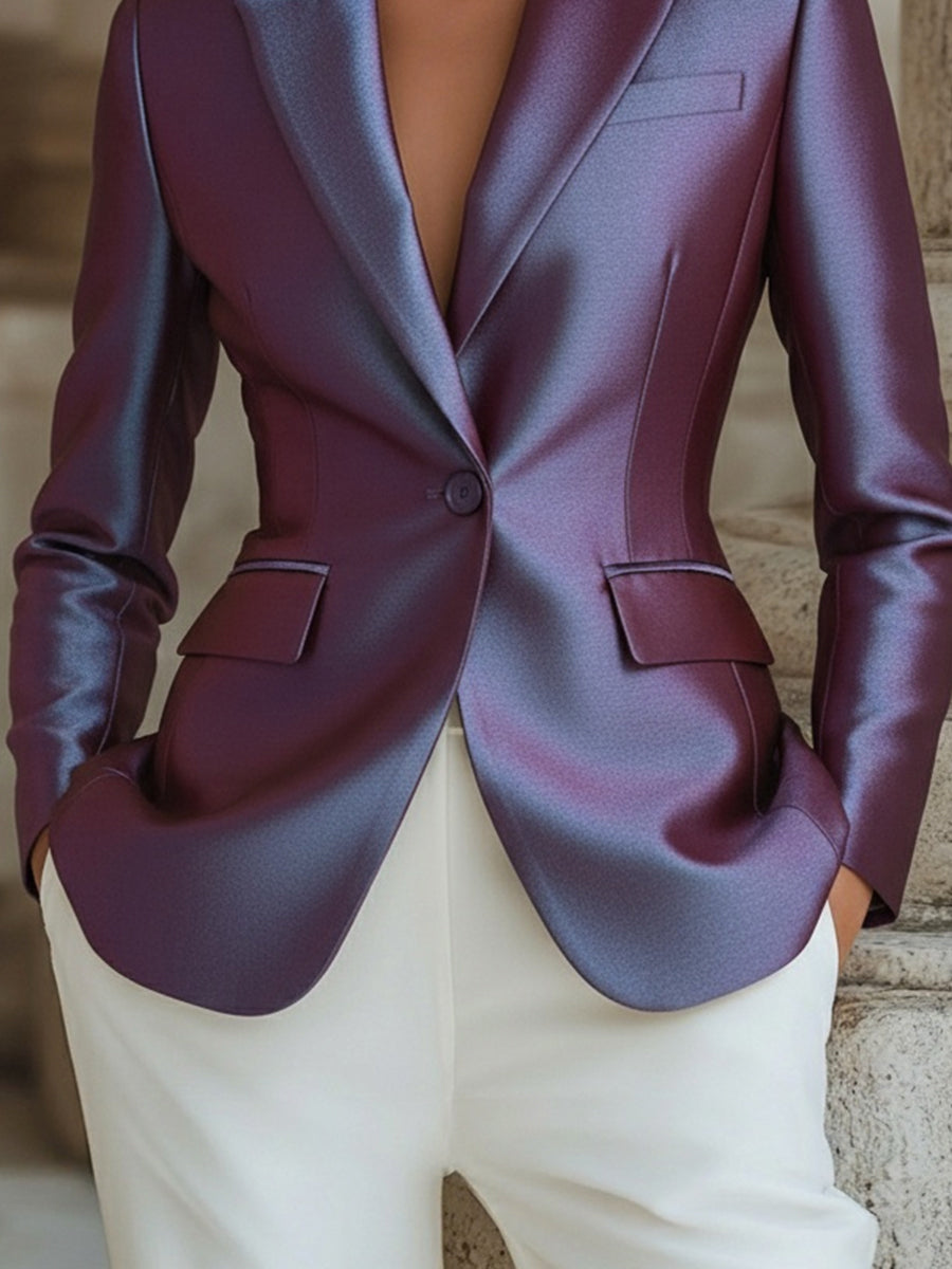 Iridescent Satin Tailored Blazer MollyBoo