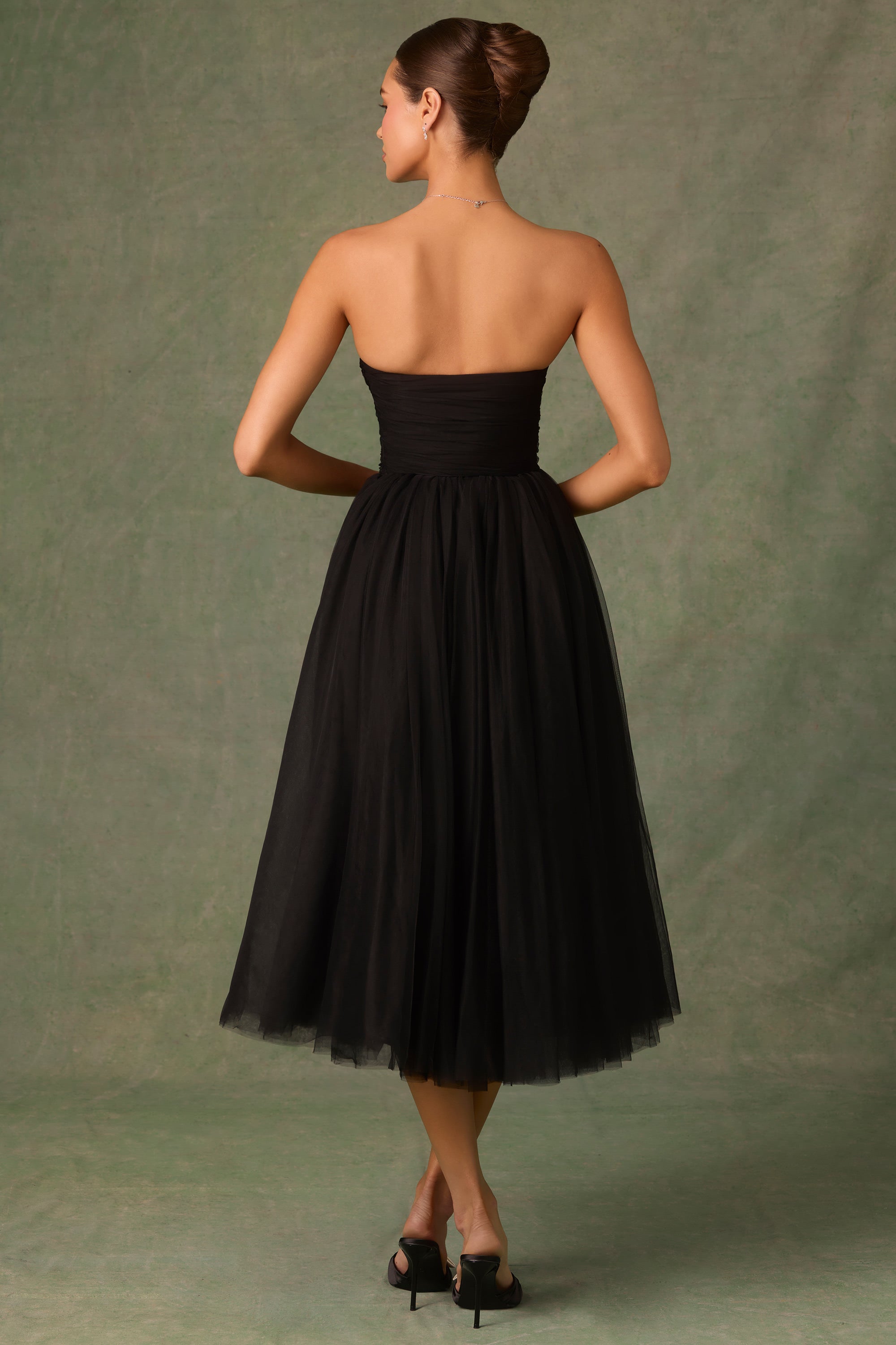 Robe Midaxi en Tulle avec Corset - Noir Élégant et Sculptant MollyBoo