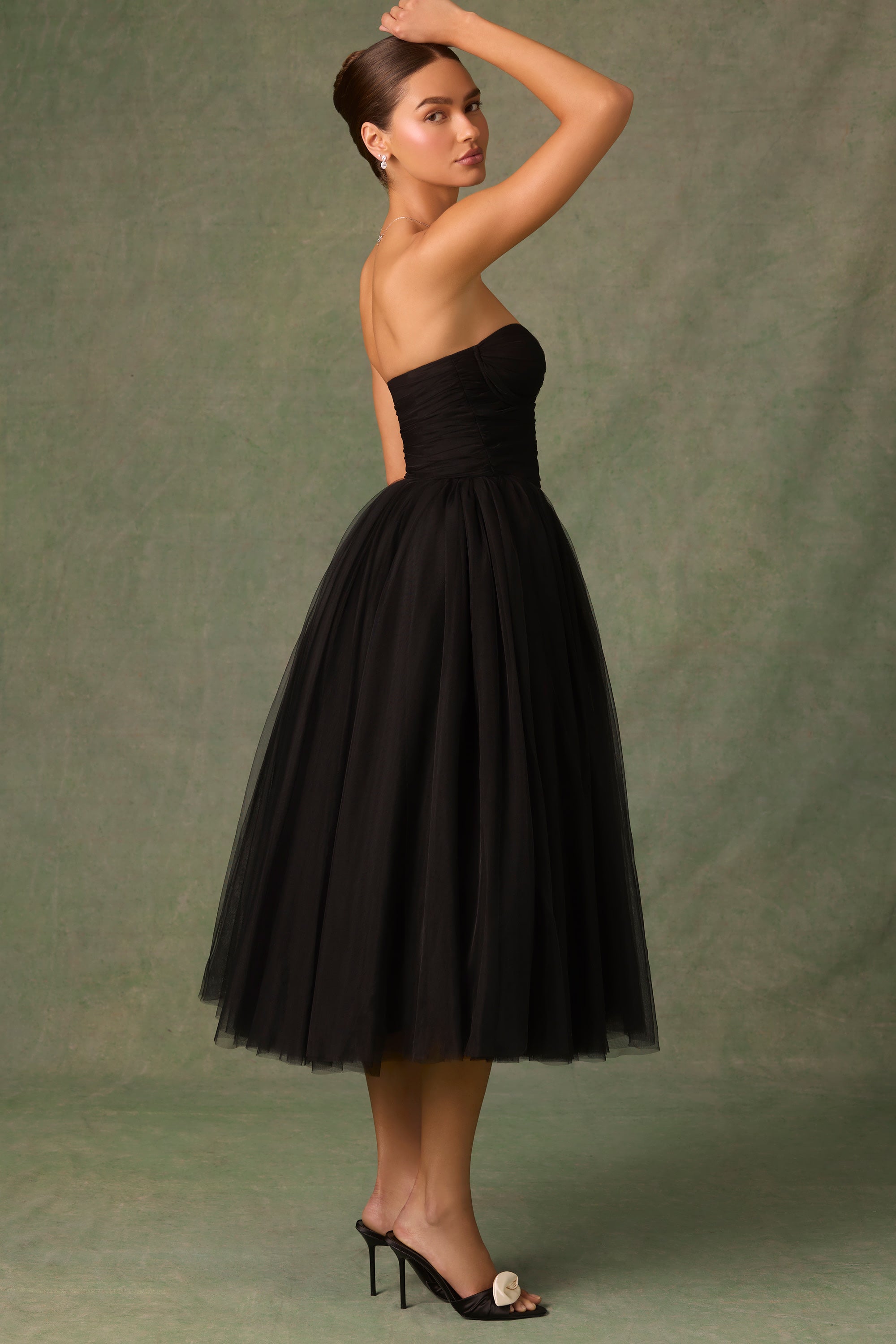 Robe Midaxi en Tulle avec Corset - Noir Élégant et Sculptant MollyBoo