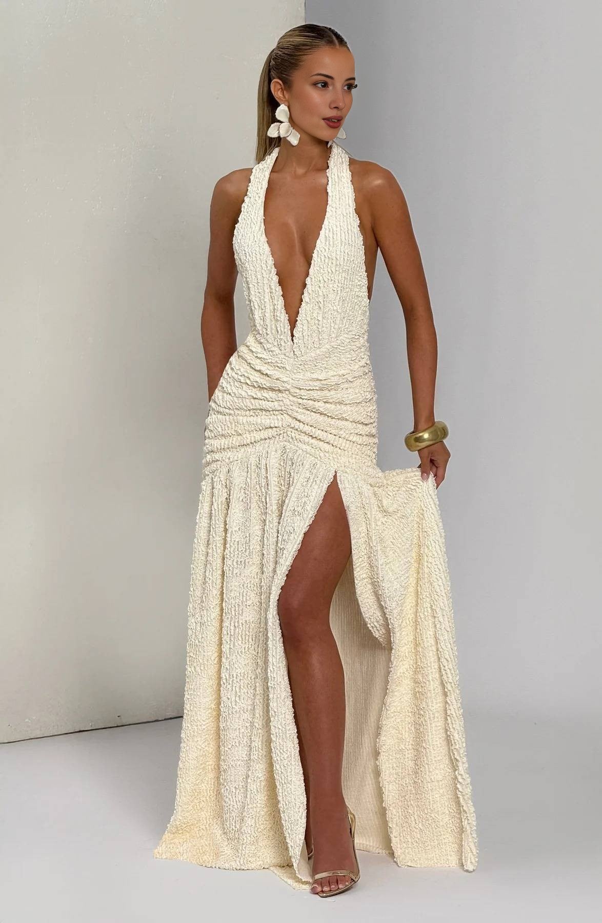 Minerva Camille Halterneck Maxi Dress MOLLYBOO