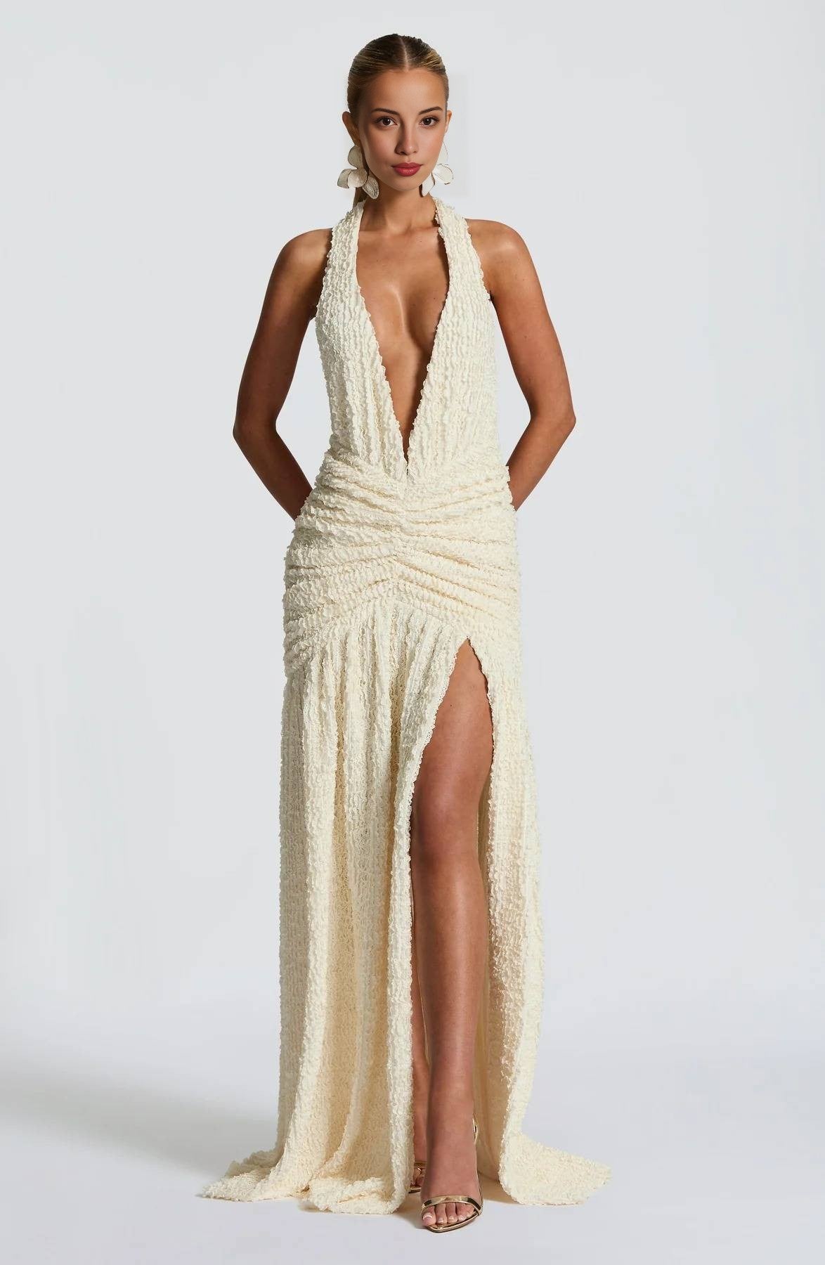Minerva Camille Halterneck Maxi Dress MOLLYBOO