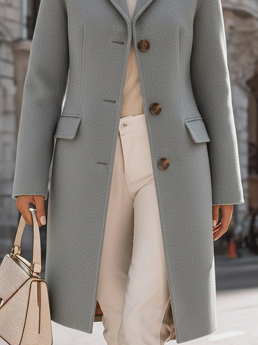 Elegant Grey Tailored Wool Coat, Merging Sophistication With Comfort MollyBoo