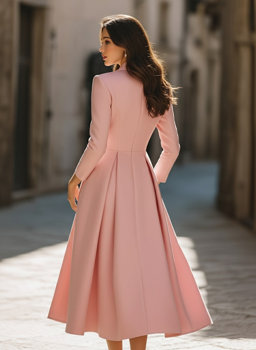 Elegant Pleated Blazer Midi Dress MollyBoo