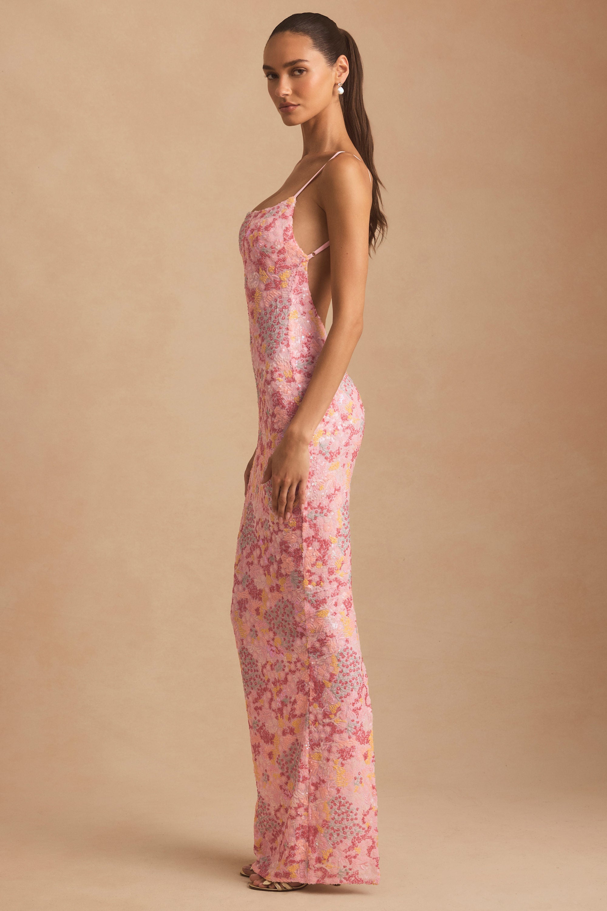Robe Maxi Rose Bijoux Dos Nu Élégance Pure MollyBoo