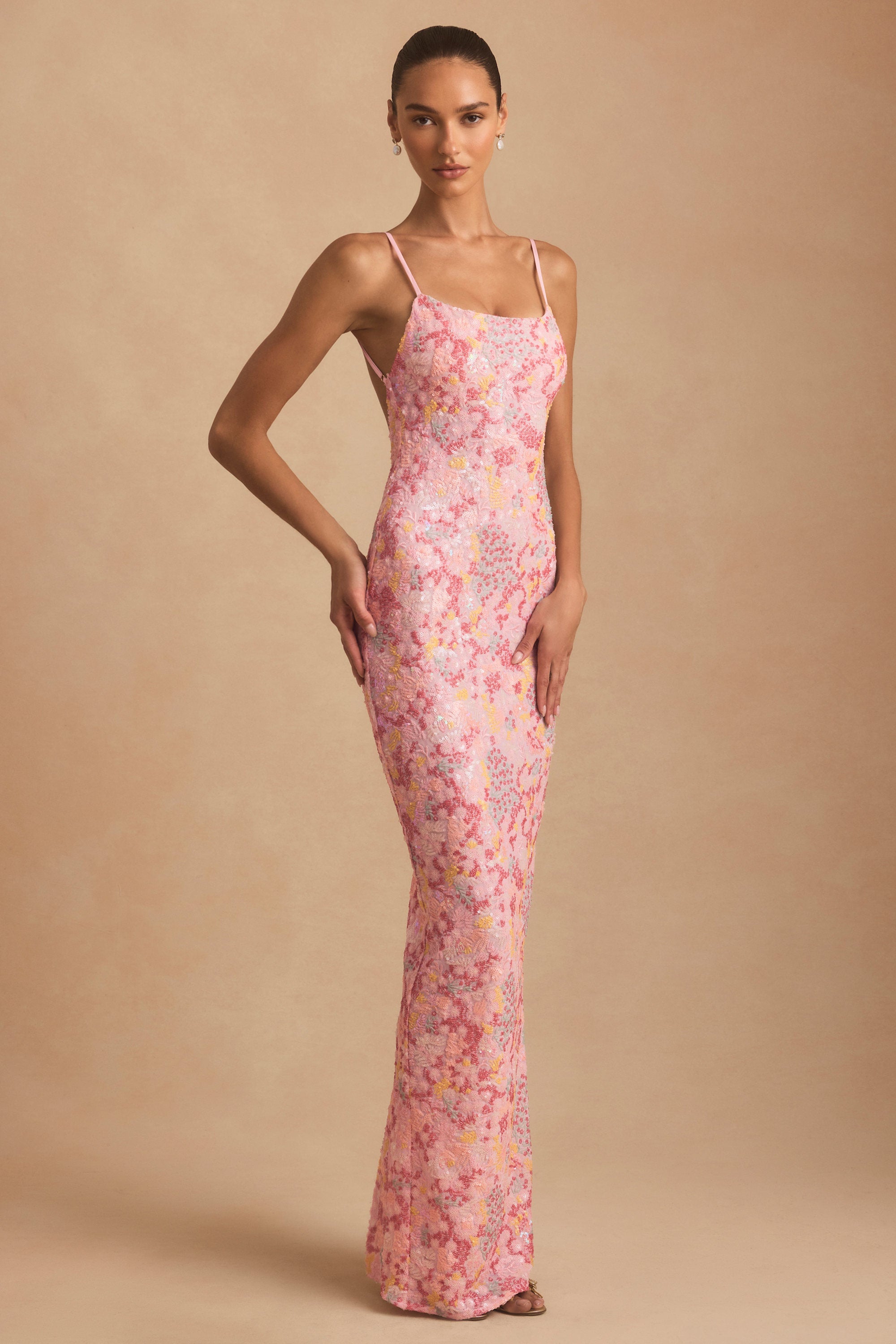 Robe Maxi Rose Bijoux Dos Nu Élégance Pure MollyBoo